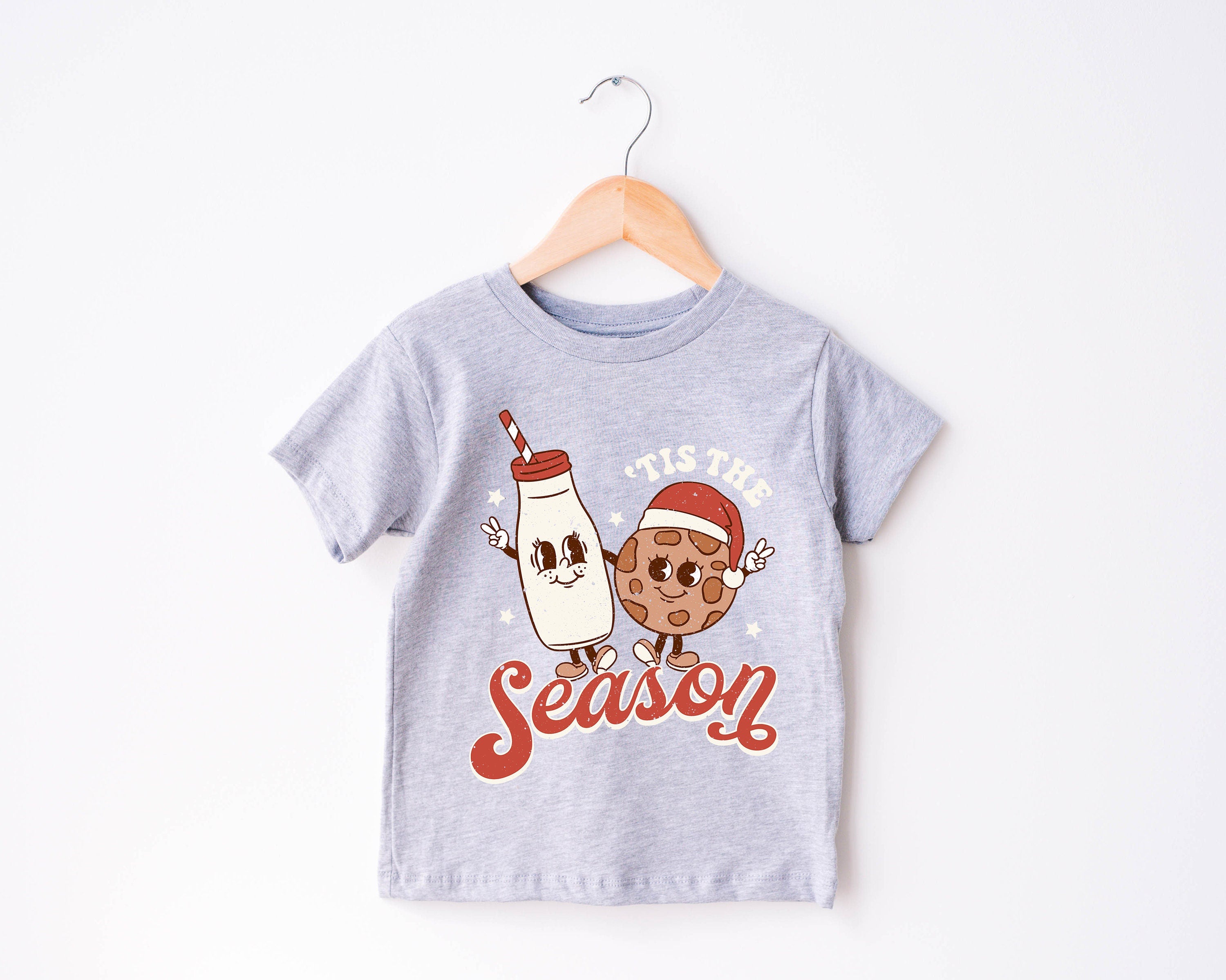 Tis The Season Cookies Toddler, Christmas Season Shirt, Cute Holiday Girls Shirt, Toddler Youth Santa Tee, Retro Boho Cute Vintage Bodysuit