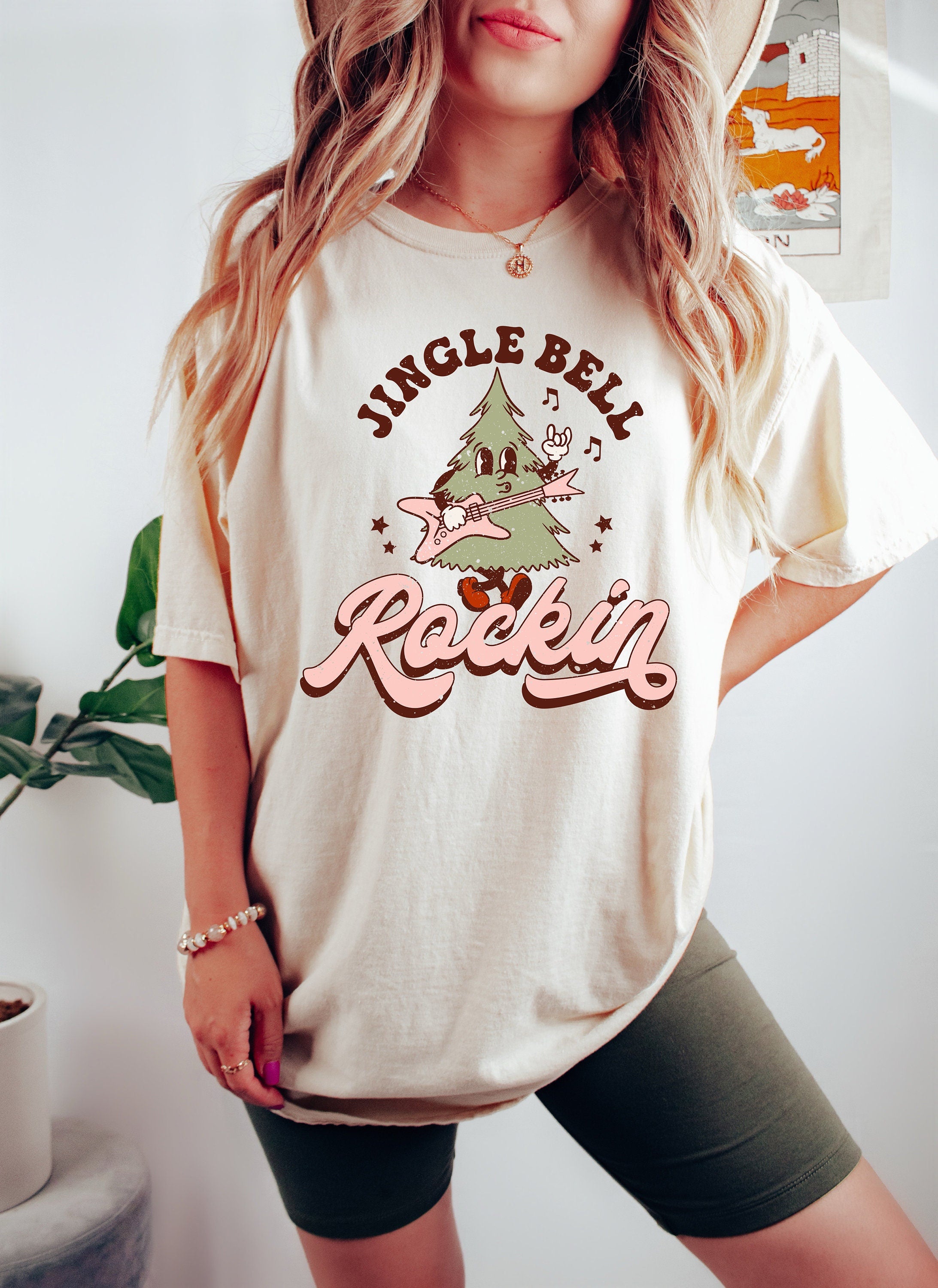 Retro Christmas Comfort Colors Shirt, Jingle Bell Rockin' Tree Shirt, Vintage Santa Christmas Shirt, Retro Holiday Shirt, Ugly Sweater Shirt
