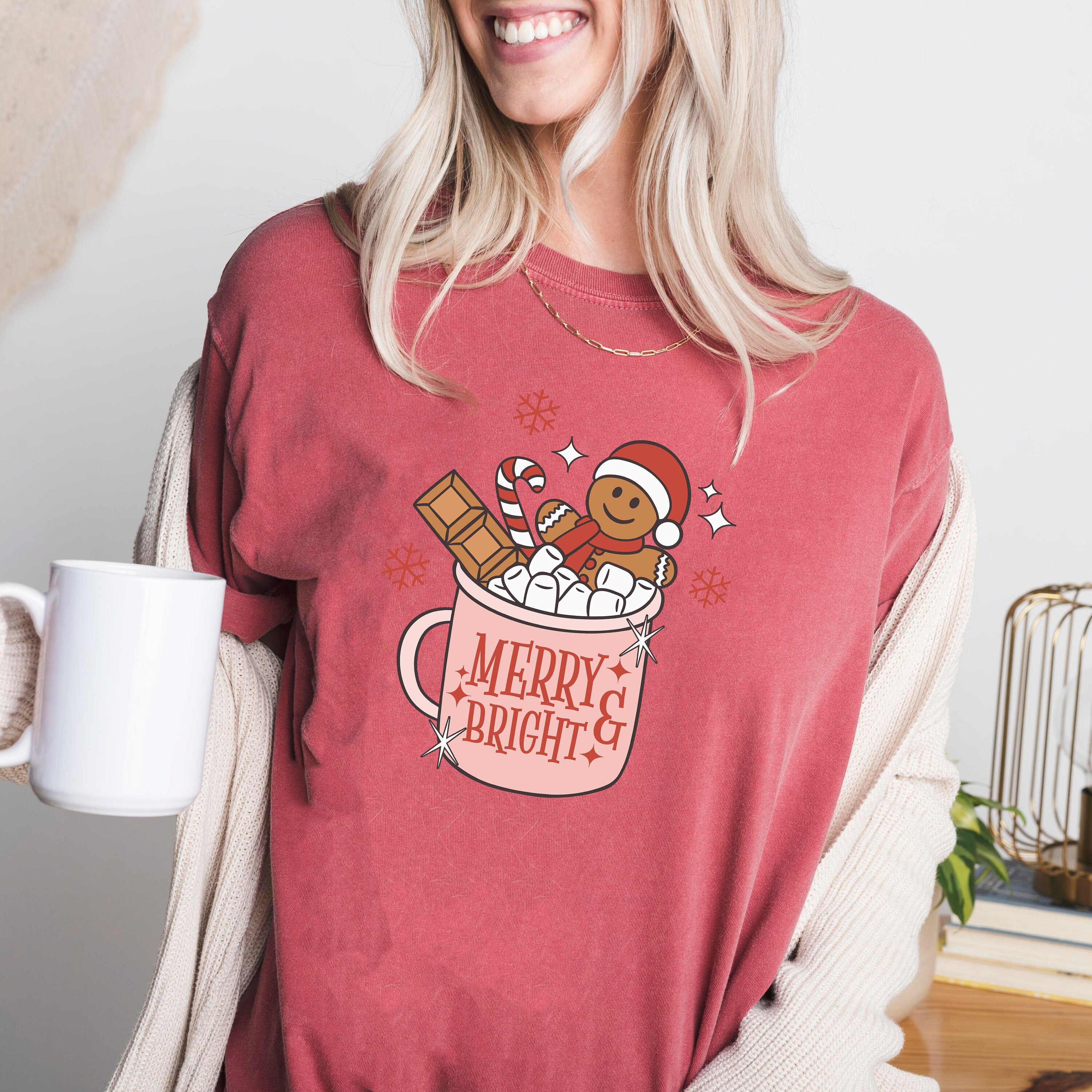 Retro Christmas Comfort Colors Shirt, Merry And Bright Santa Shirt, Vintage Santa Christmas Shirt, Retro Holiday Shirt, Ugly Sweater Shirt