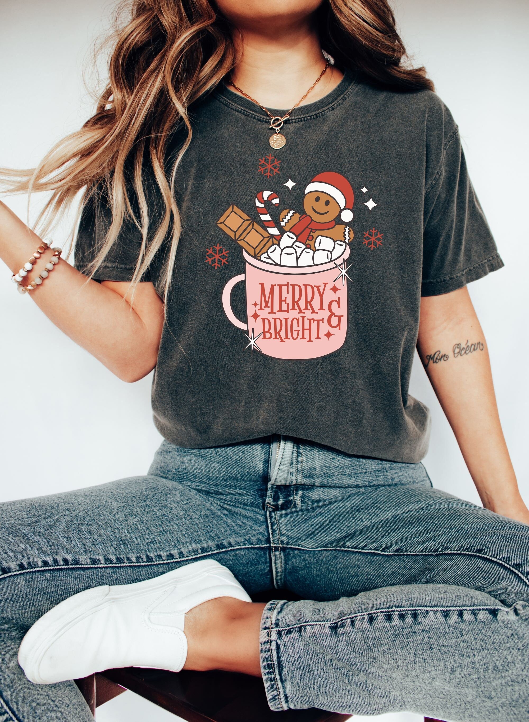 Retro Christmas Comfort Colors Shirt, Merry And Bright Santa Shirt, Vintage Santa Christmas Shirt, Retro Holiday Shirt, Ugly Sweater Shirt