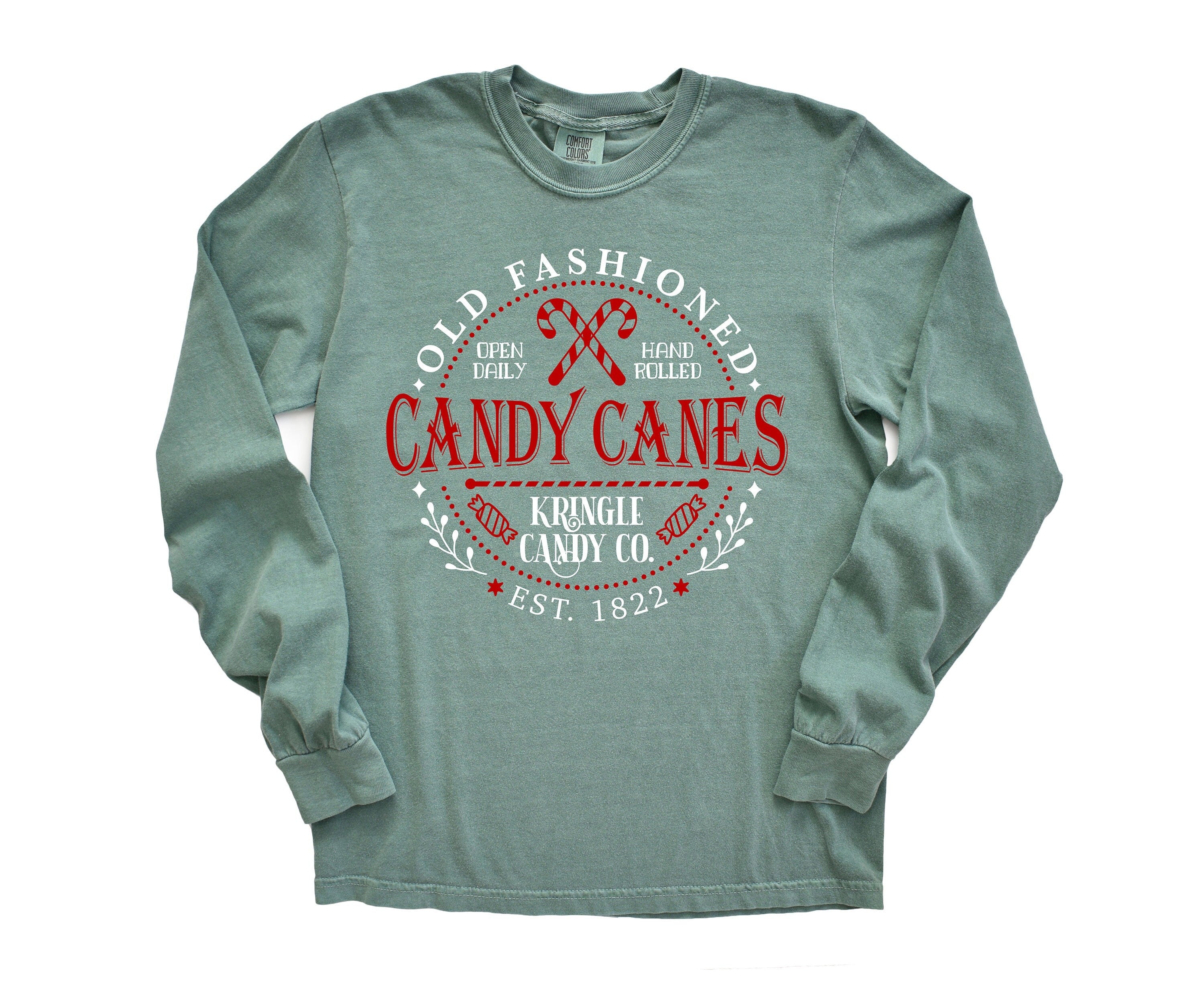 Long Sleeve Retro Christmas Comfort Colors shirt, Old Fashioned Candy Cane, Vintage Holiday Shirt, Santa Shirt, Retro Christmas Shirt