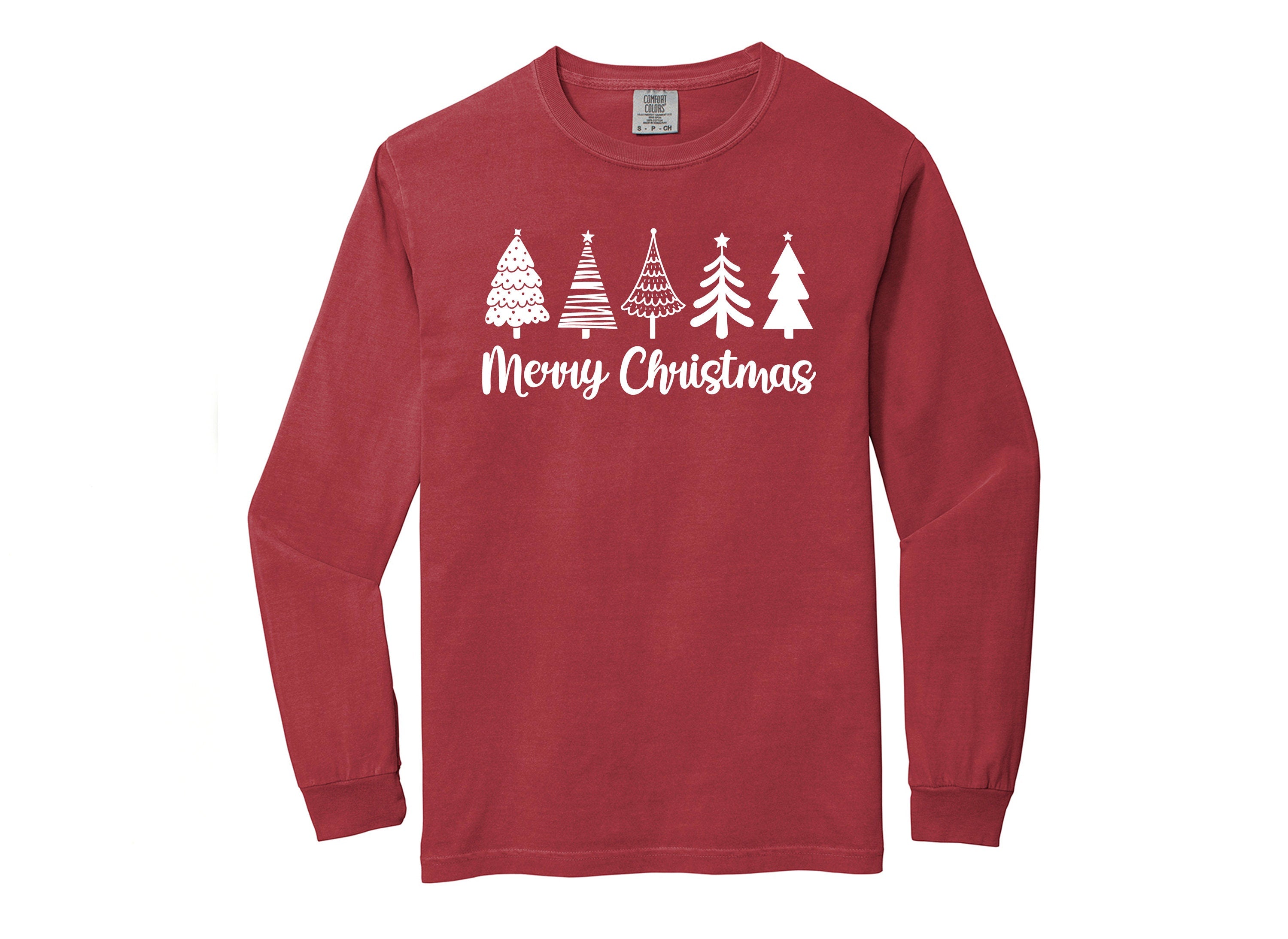 Long Sleeve Retro Christmas Comfort Colors shirt, Merry Christmas Boho Tree, Vintage Holiday Shirt, Santa Shirt, Retro Christmas Shirt
