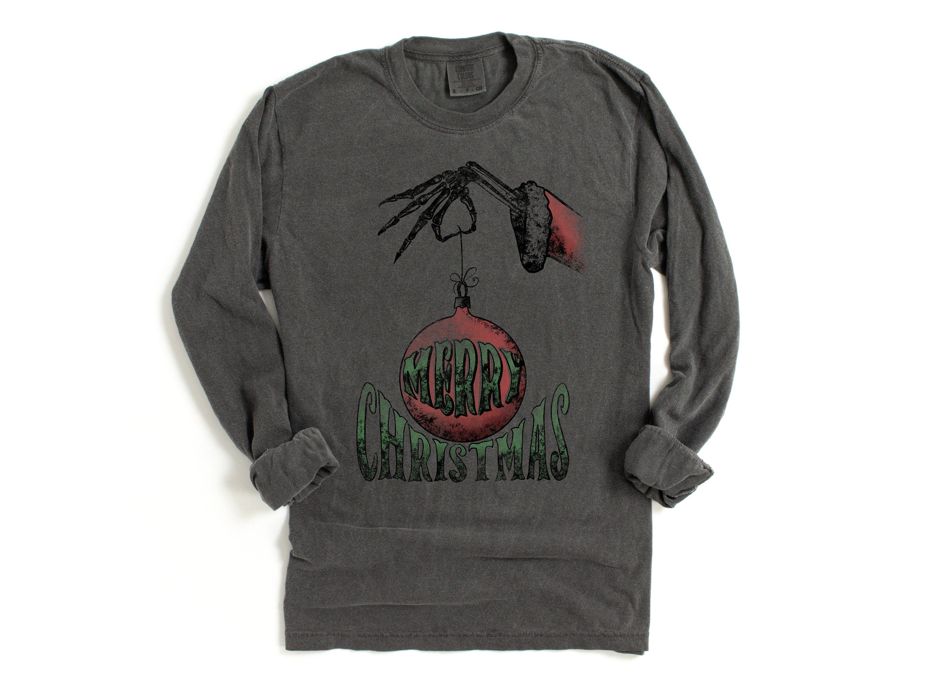 Long Sleeve Retro Christmas Comfort Colors shirt, Merry Christmas Santa Ornament, Vintage Holiday Shirt, Santa Shirt, Retro Christmas Shirt