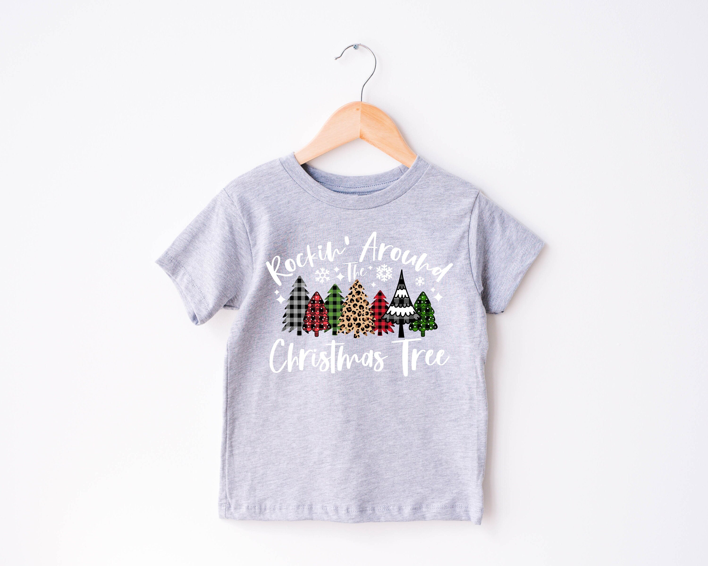 Rockin Around Tree Toddler Tee, Christmas Season Shirt, Cute Holiday Girls Shirt, Toddler Youth Santa Tee, Retro Boho Cute Vintage Bodysuit