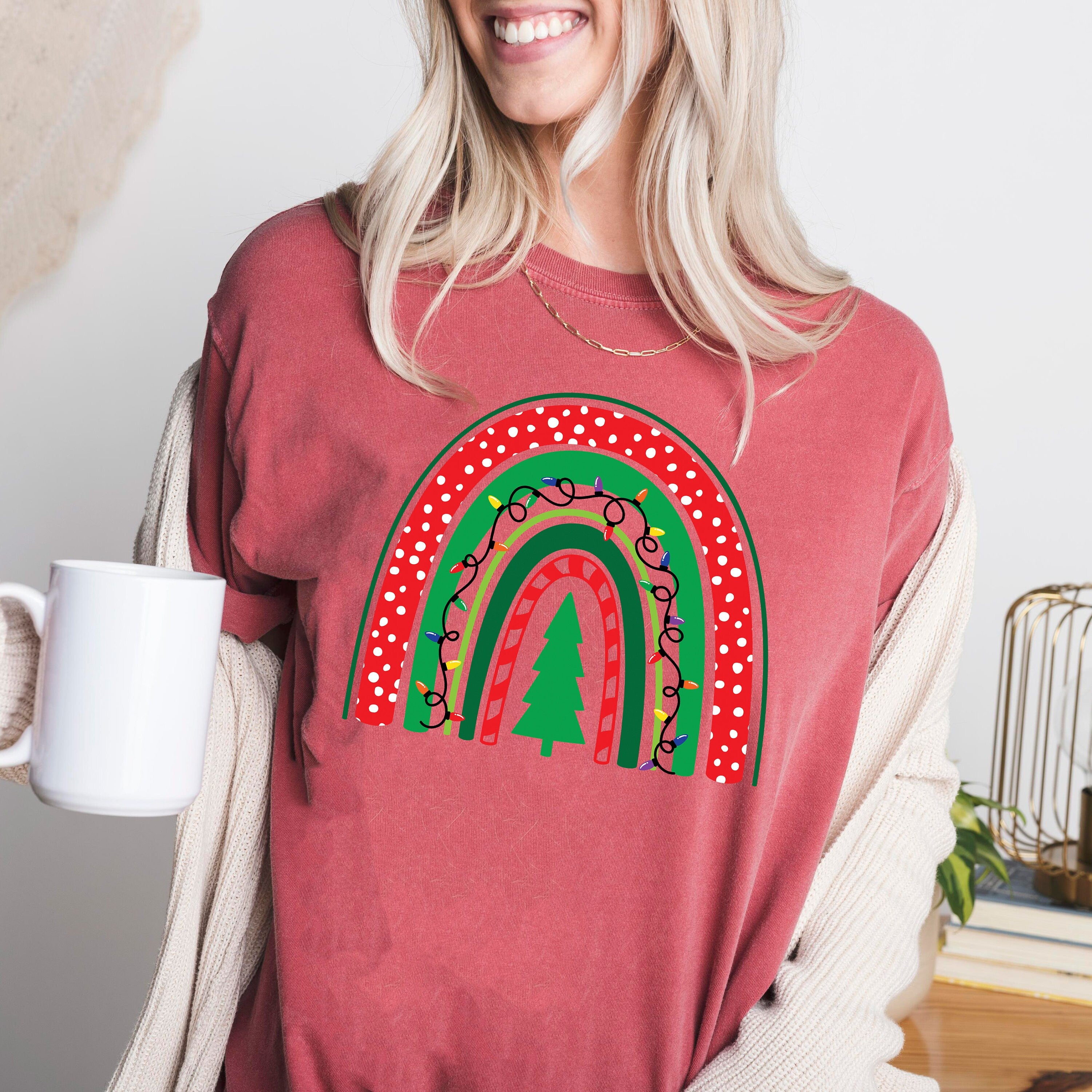 Retro Christmas Comfort Colors Shirt, Boho Christmas Tree Shirt, Vintage Santa Christmas Shirt, Retro Holiday Shirt, Ugly Sweater Shirt