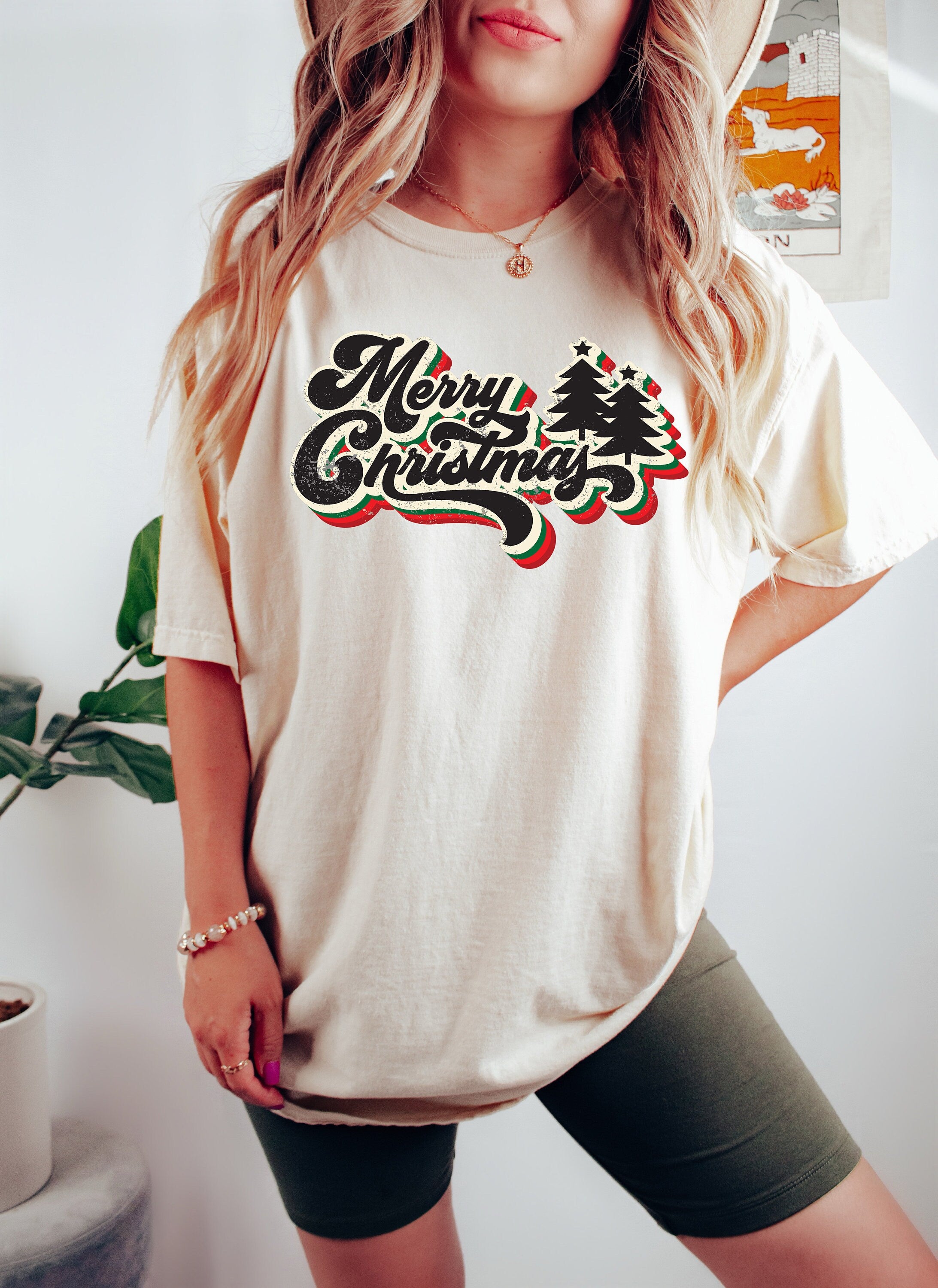 Retro Christmas Comfort Colors Shirt, Merry Christmas Tree Shirt, Vintage Santa Christmas Shirt, Retro Holiday Shirt, Ugly Sweater Shirt