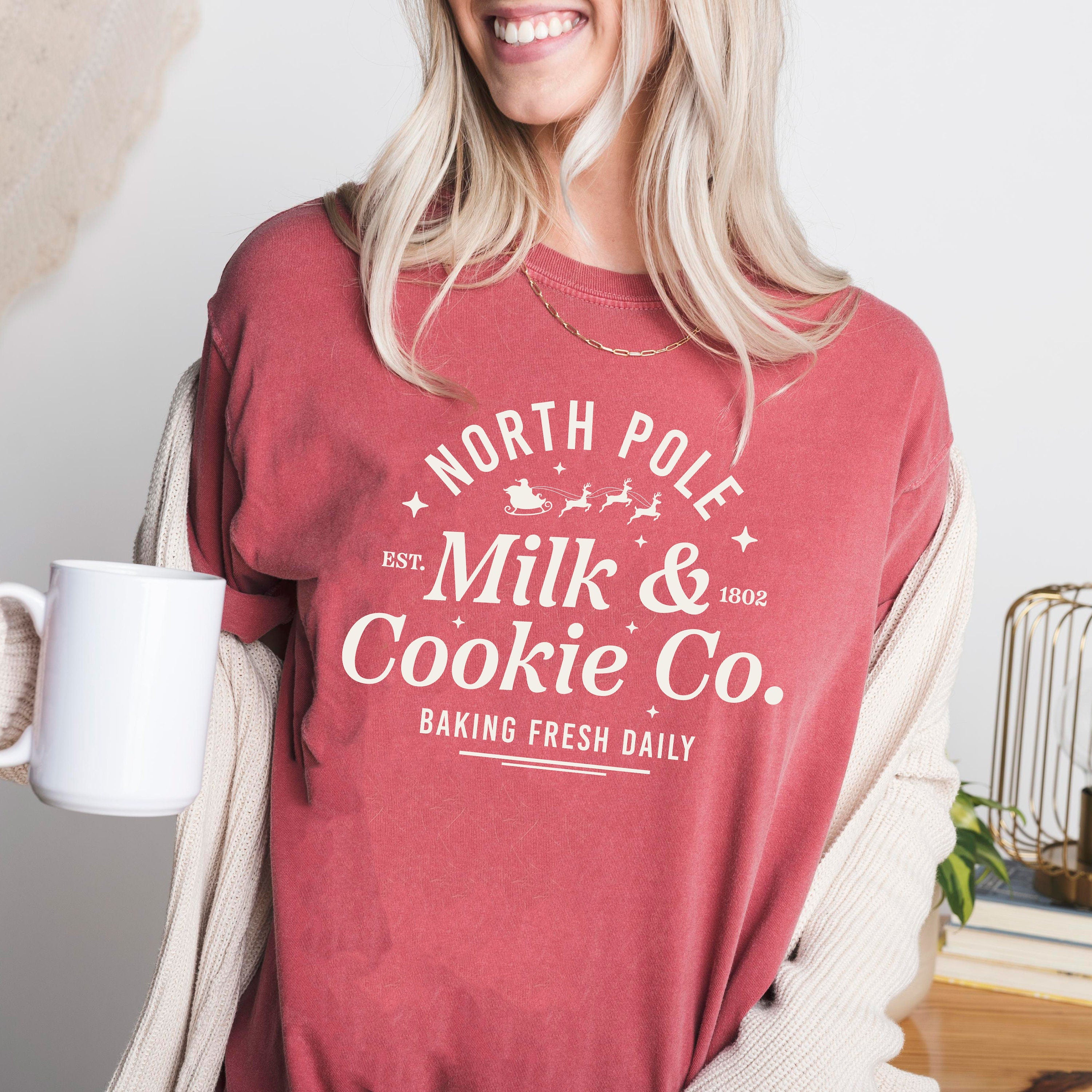Retro Christmas Comfort Colors Shirt, Milk and Cookies Shirt, Vintage Santa Christmas Shirt, Retro Holiday Shirt, Ugly Sweater Shirt