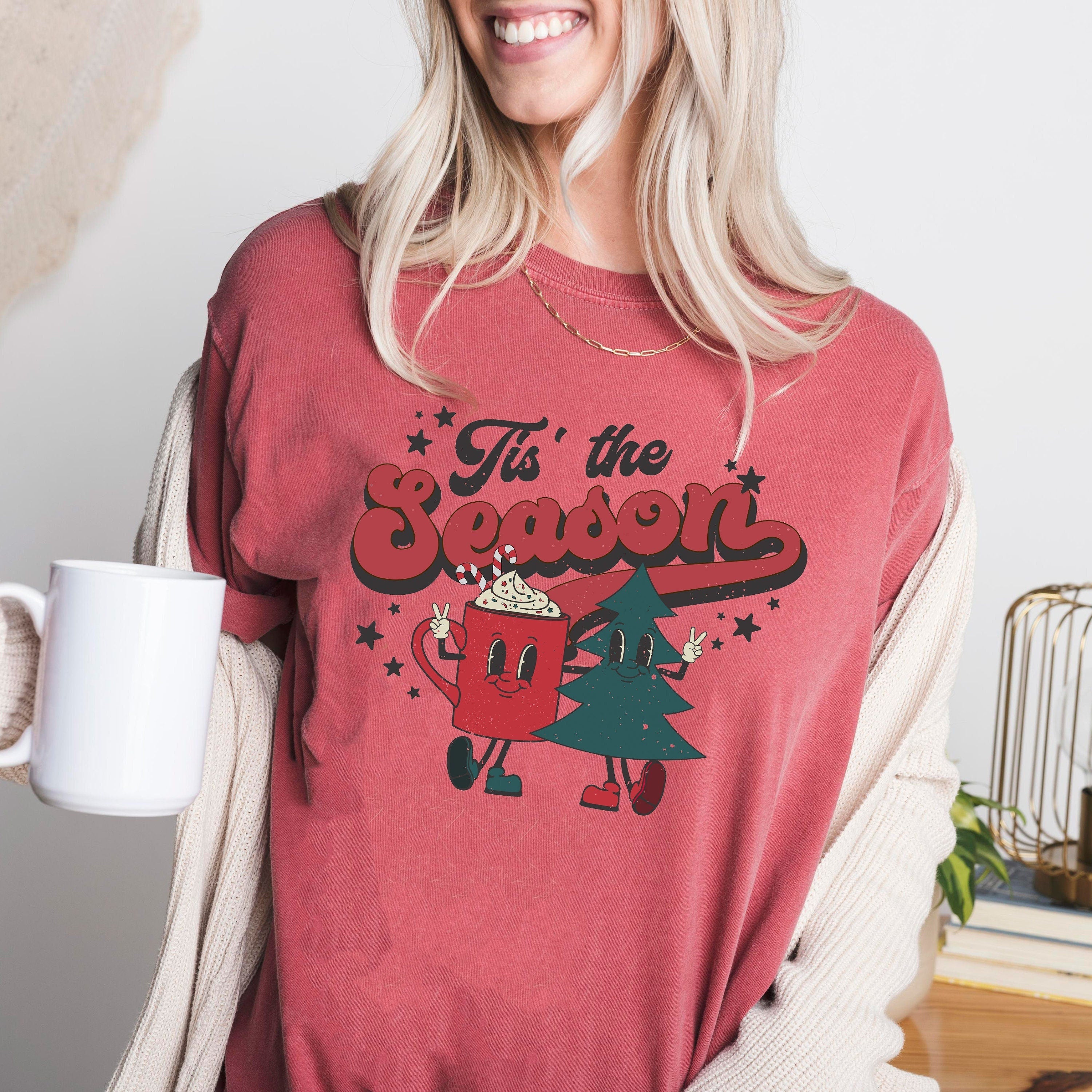 Retro Christmas Comfort Colors Shirt, Tis The Season Shirt, Vintage Santa Christmas Shirt, Retro Holiday Shirt, Ugly Sweater Shirt