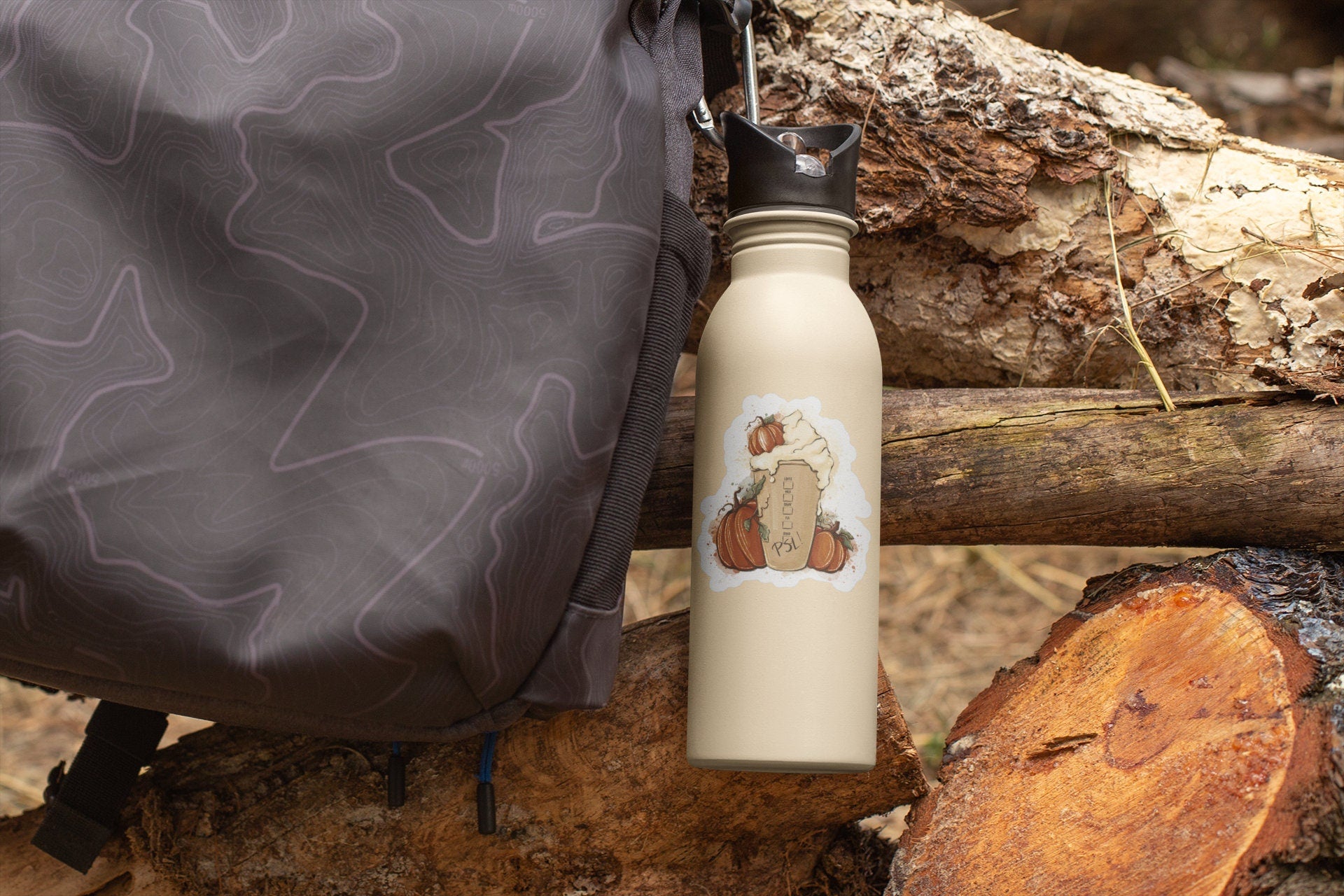 Retro Halloween Weatherproof Sticker, Pumpkin Spice Latte PSL, Vintage Ghost Laptop Sticker, Witch Sticker, Retro Fall Water Bottle