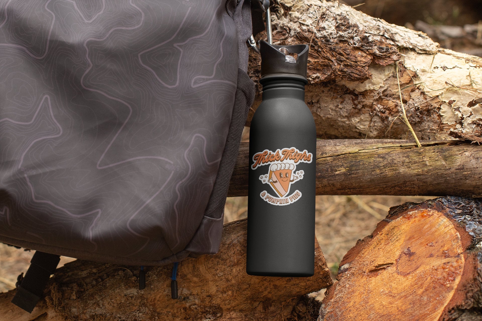 Retro Thanksgiving Weatherproof Sticker, Thick thighs and Pumpkin Pies Sticker, Vintage Laptop Sticker, Fall, Retro Water Bottle Sticker