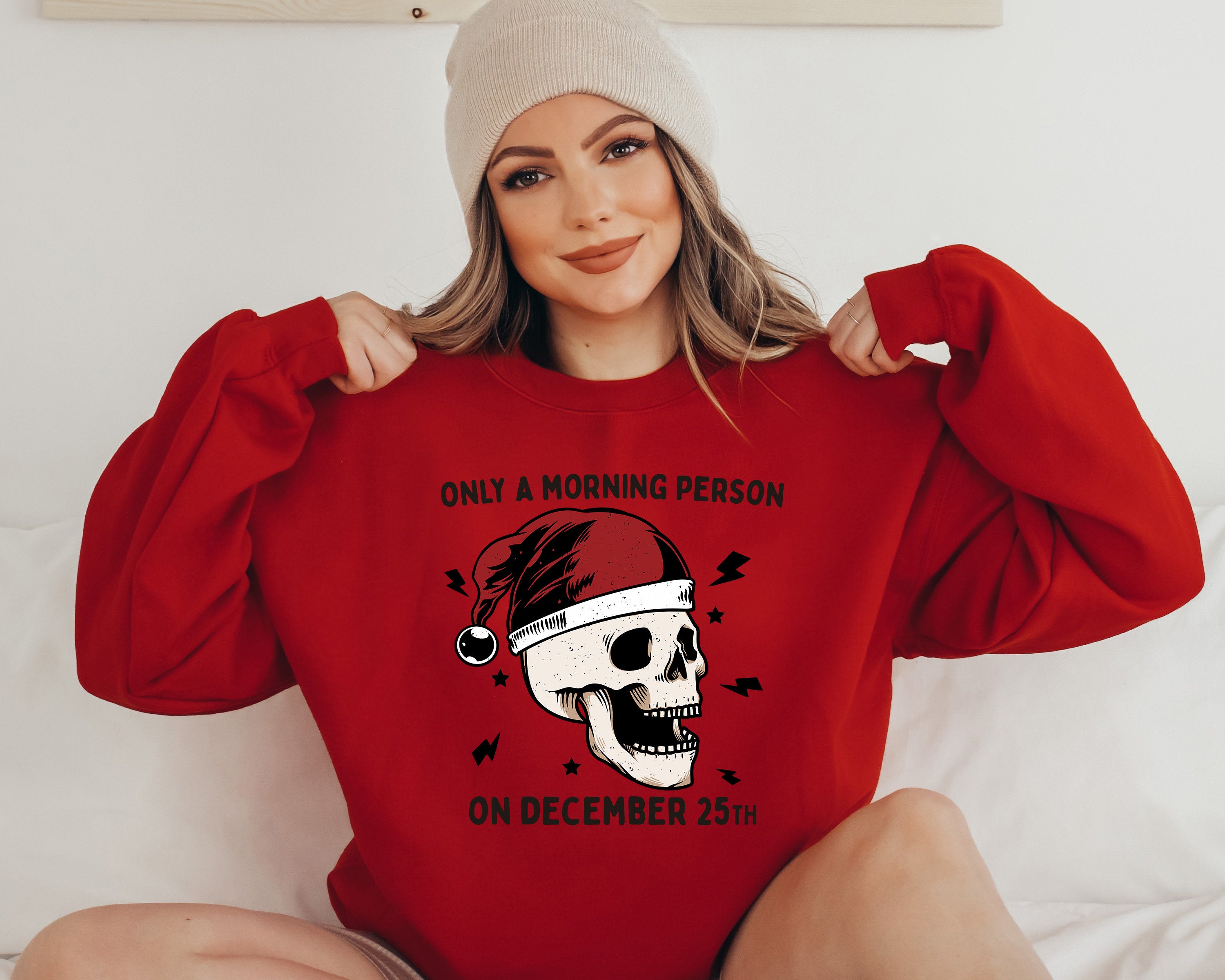 Not A Morning Person Sweater, Vintage Christmas, Christmas Sweatshirt, Women's Cute Santa, Xmas Graphic Pullover, Holiday Ugly Sweater