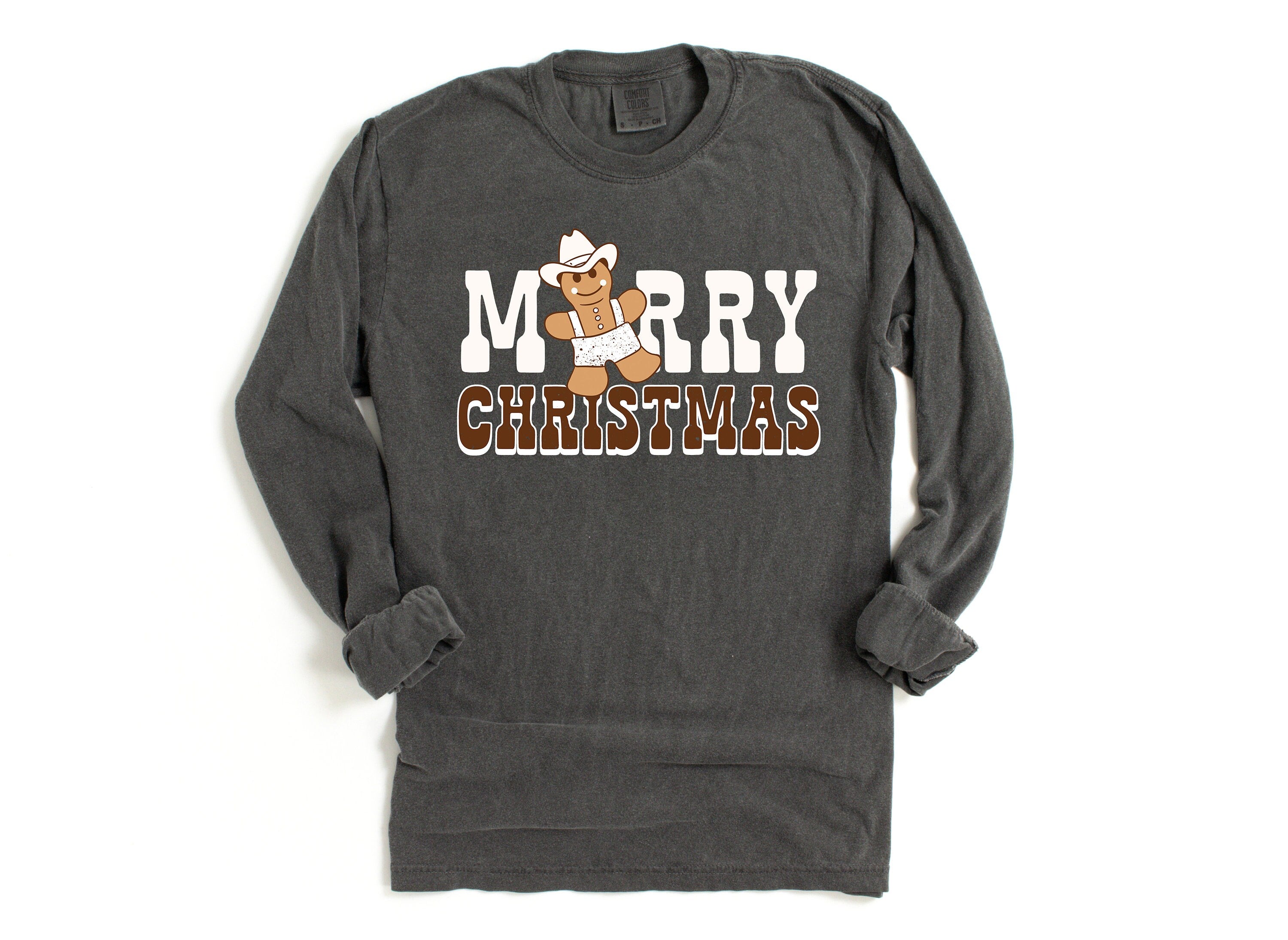 Long Sleeve Retro Christmas Comfort Colors shirt, Merry Christmas Western, Vintage Holiday Shirt, Santa Shirt, Retro Christmas Shirt