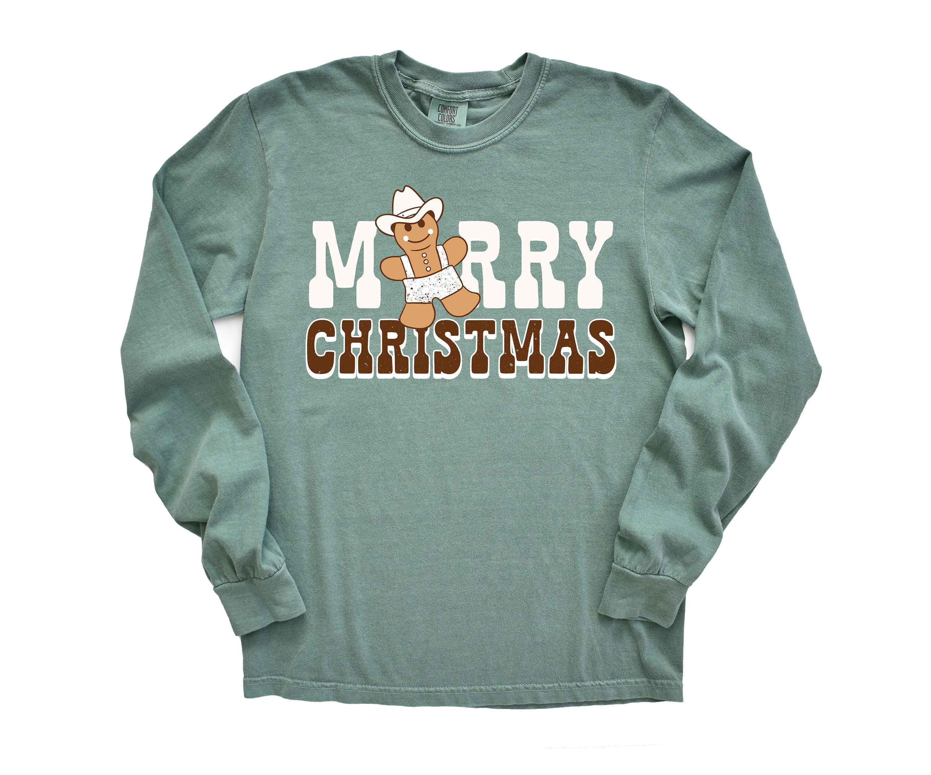 Long Sleeve Retro Christmas Comfort Colors shirt, Merry Christmas Western, Vintage Holiday Shirt, Santa Shirt, Retro Christmas Shirt