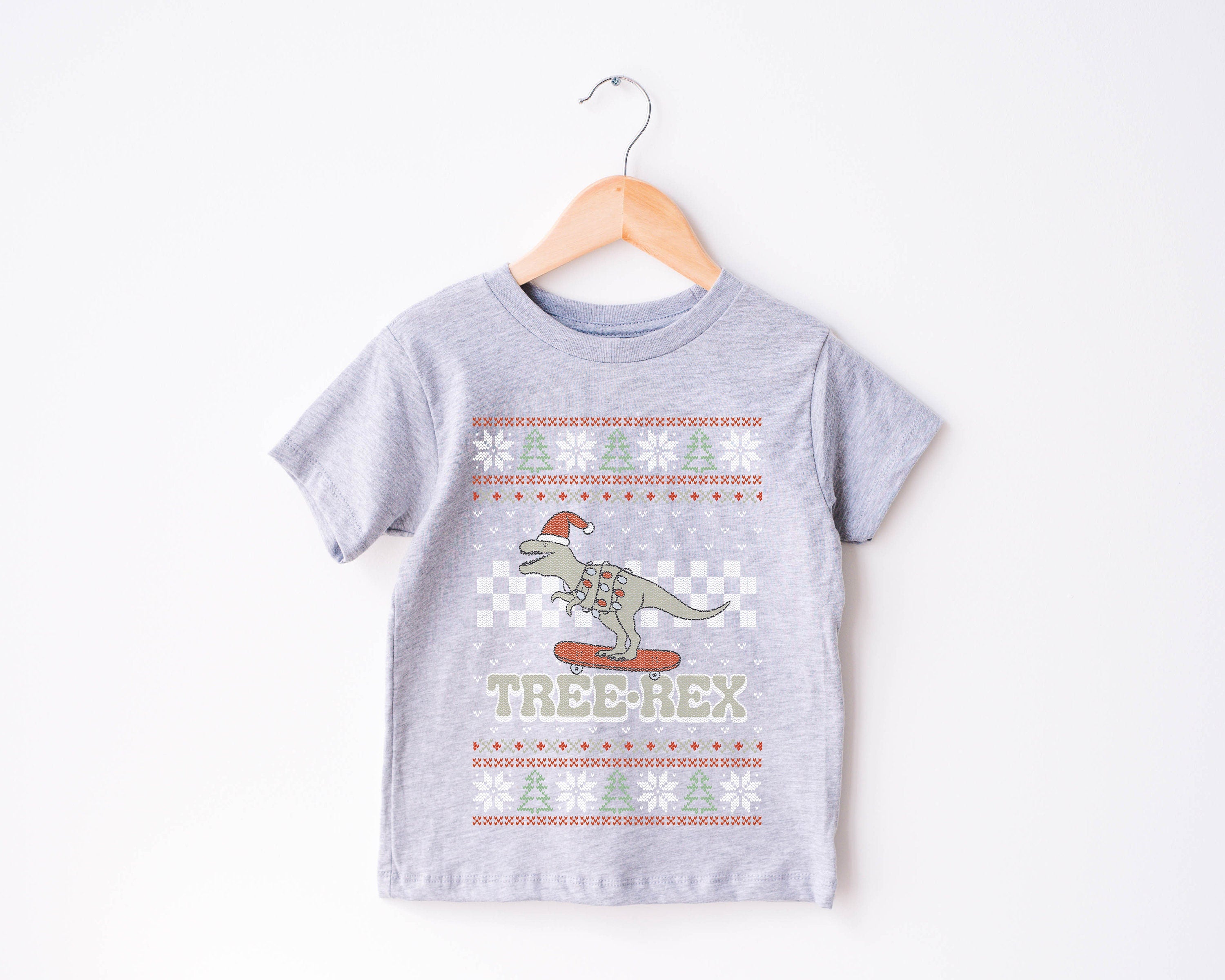 Tree Rex Skateboarding Toddler, Christmas Season Shirt, Cute Holiday Girls Shirt, Toddler Youth Santa T, Ugly Sweater Cute Vintage Bodysuit