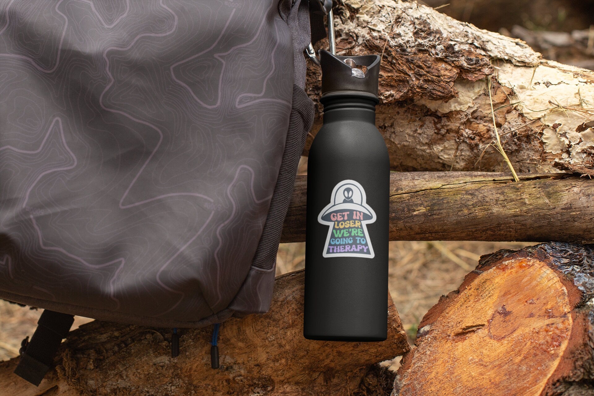 Get In Loser We are Going To Therapy, Mental Health Sticker, Funny Water Bottle Sticker, Hydro Sticker, Drink Water Sticker Weatherproof