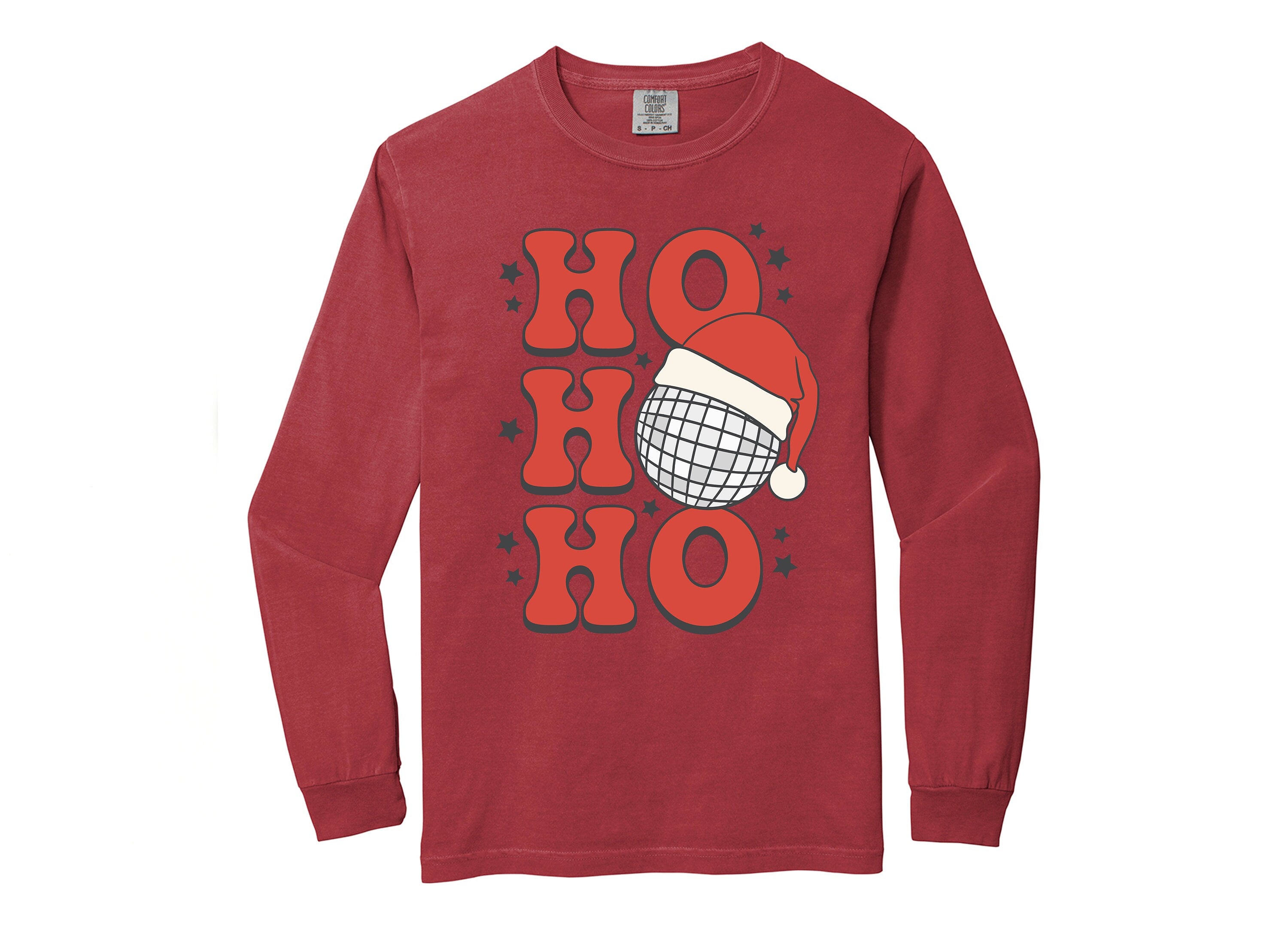 Long Sleeve Retro Christmas Comfort Colors shirt, Ho Ho Ho Santa, Vintage New Years Holiday Shirt, Santa Shirt, Retro Christmas Shirt