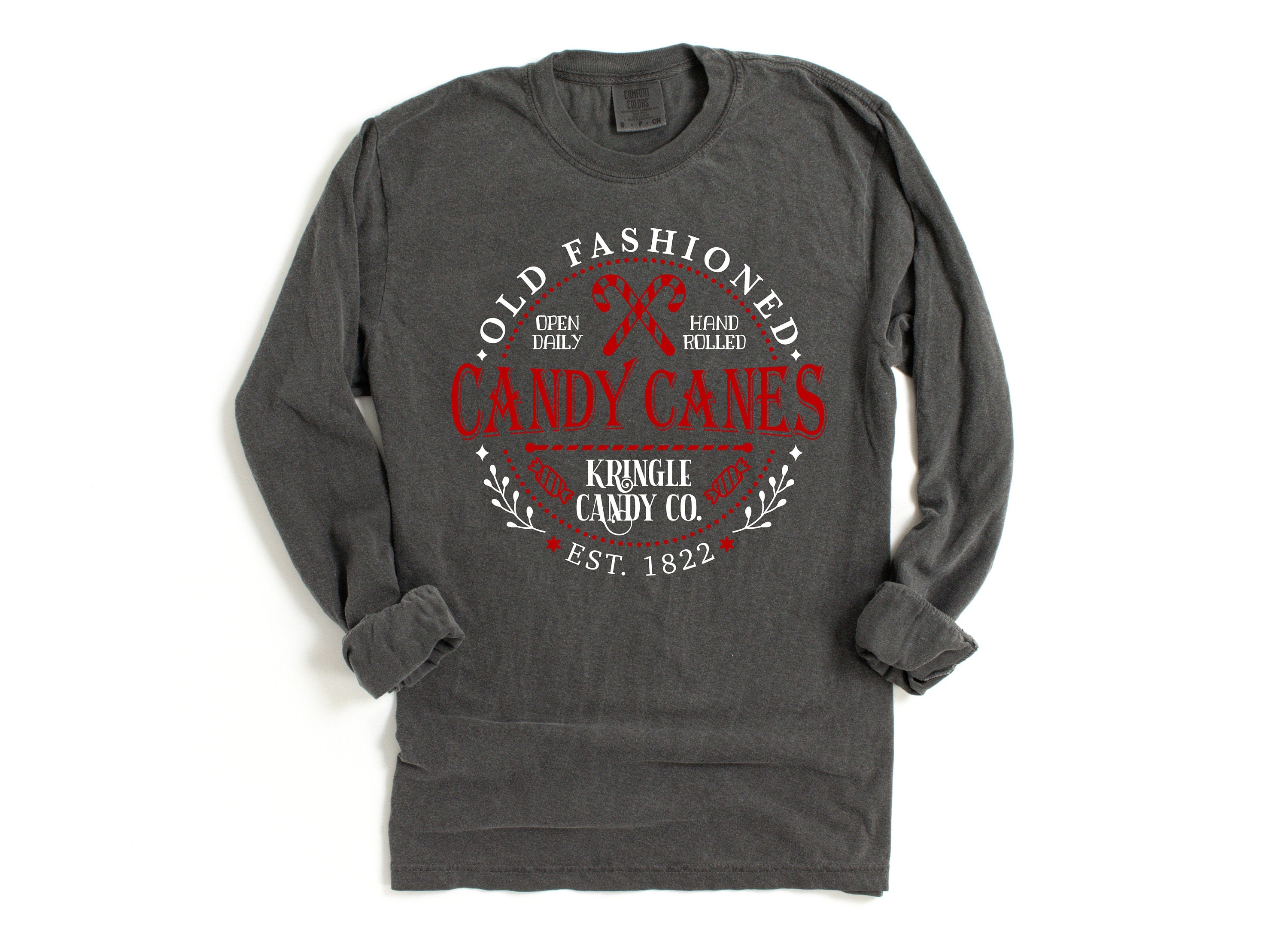 Long Sleeve Retro Christmas Comfort Colors shirt, Old Fashioned Candy Cane, Vintage Holiday Shirt, Santa Shirt, Retro Christmas Shirt