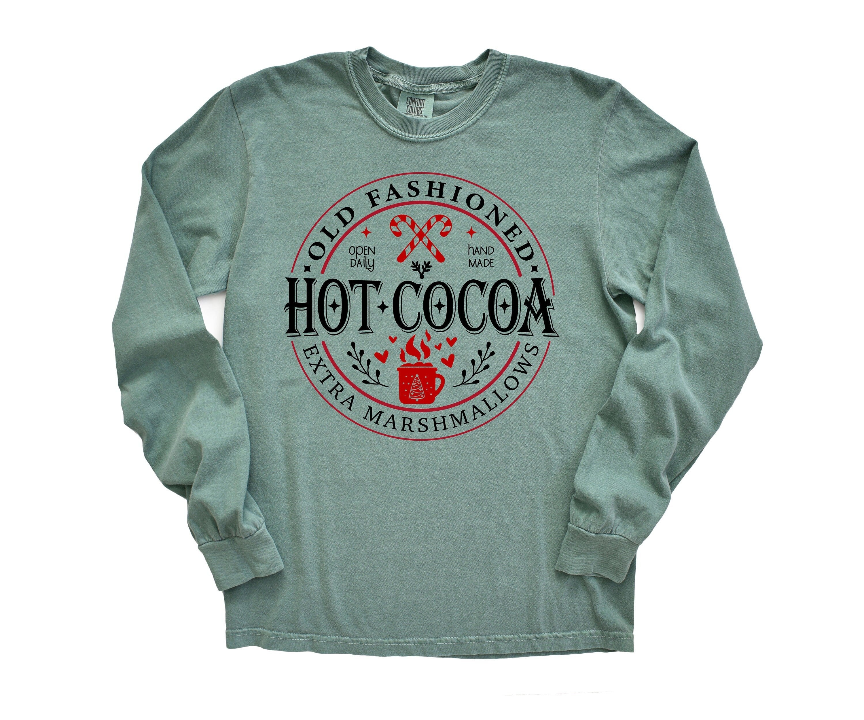 Long Sleeve Retro Christmas Comfort Colors shirt, Old Fashioned Hot Cocoa Brewery, Vintage Holiday Shirt, Santa Shirt, Retro Christmas Shirt