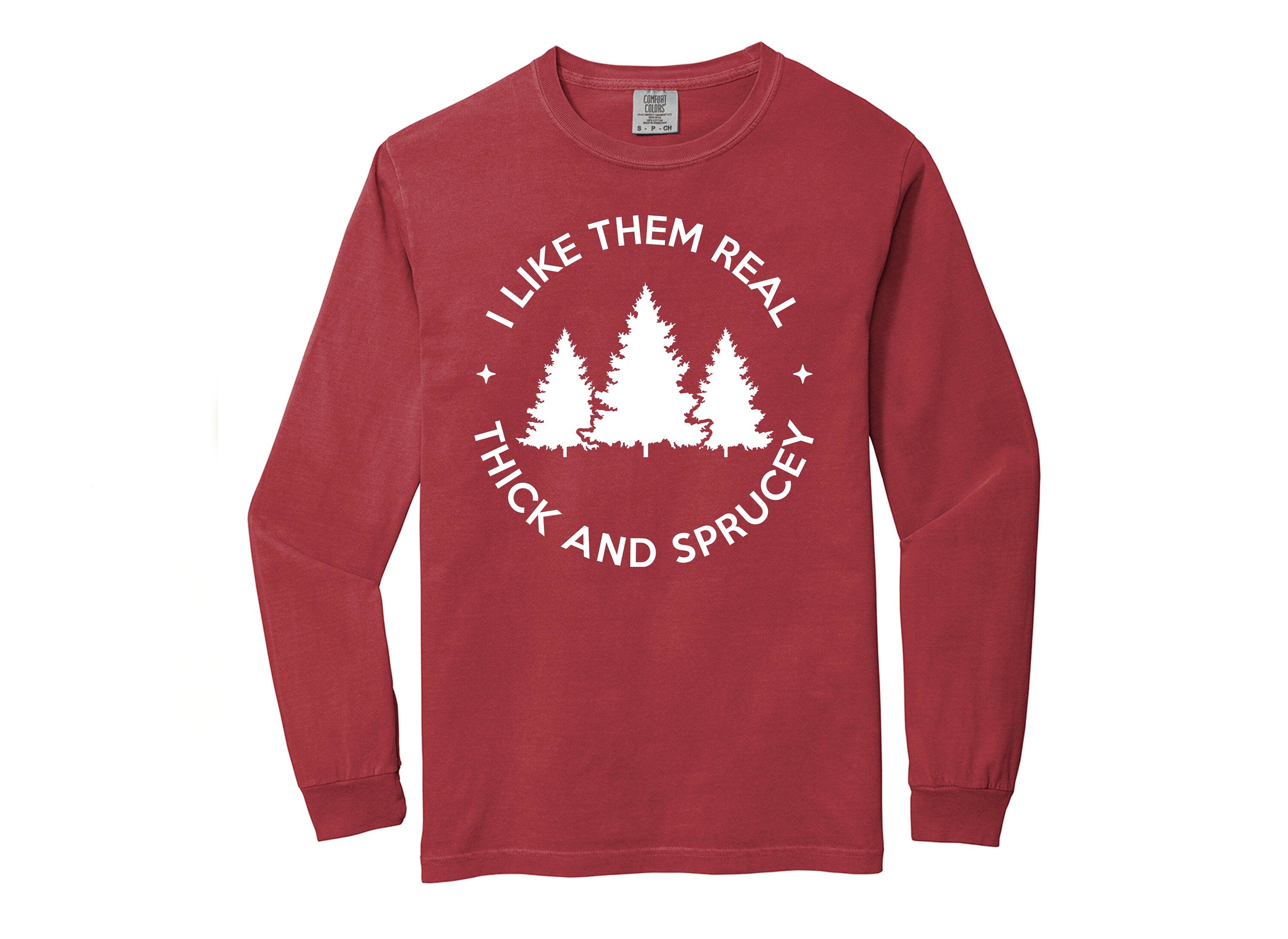 Long Sleeve Retro Christmas Comfort Colors shirt, Like Thick And Sprucy, Vintage New Years Holiday Shirt, Santa Shirt, Retro Christmas Shirt