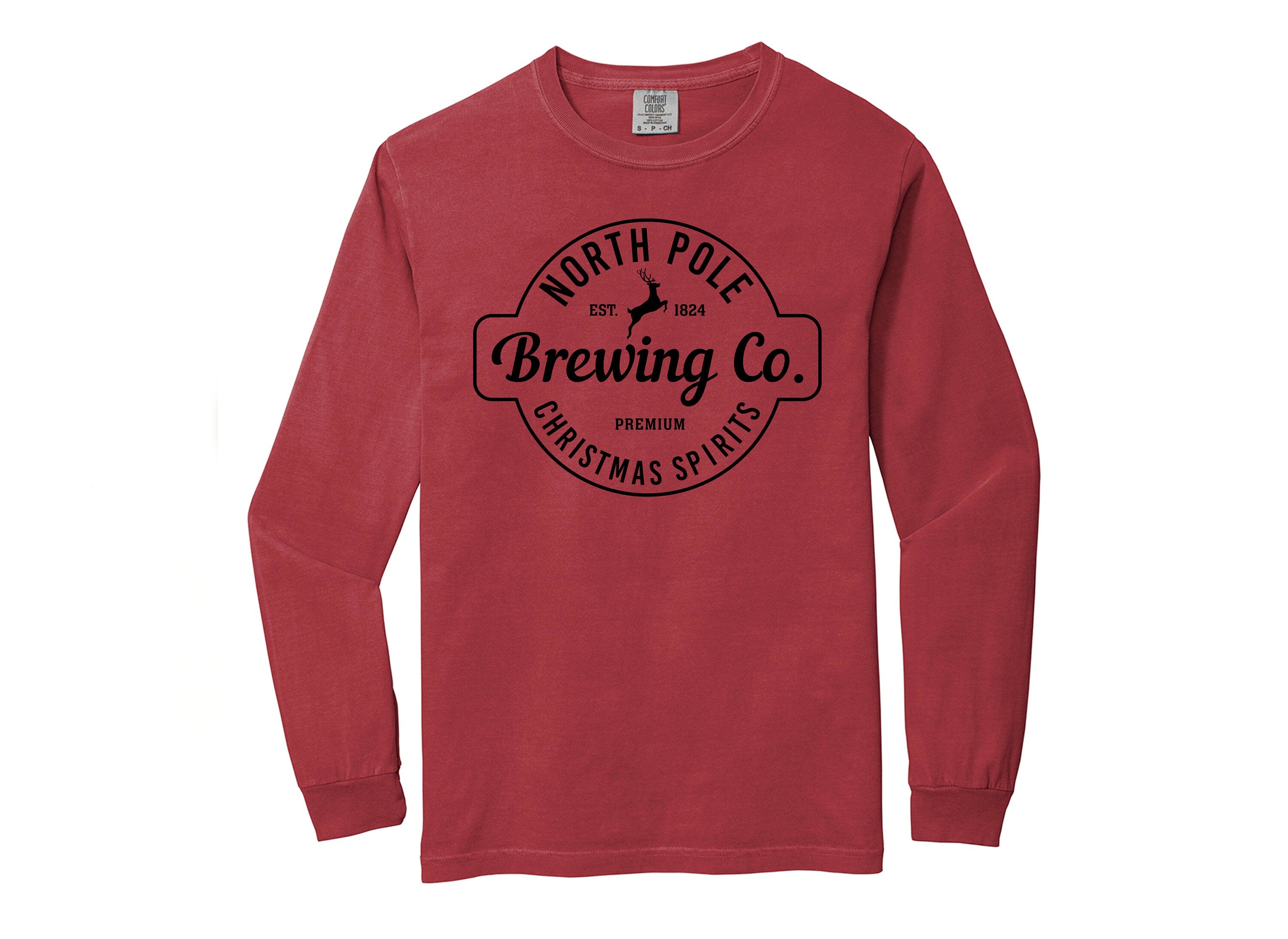 Long Sleeve Retro Christmas Comfort Colors shirt, North Pole Brewing Co, Vintage New Years Holiday Shirt, Santa Shirt, Retro Christmas Shirt