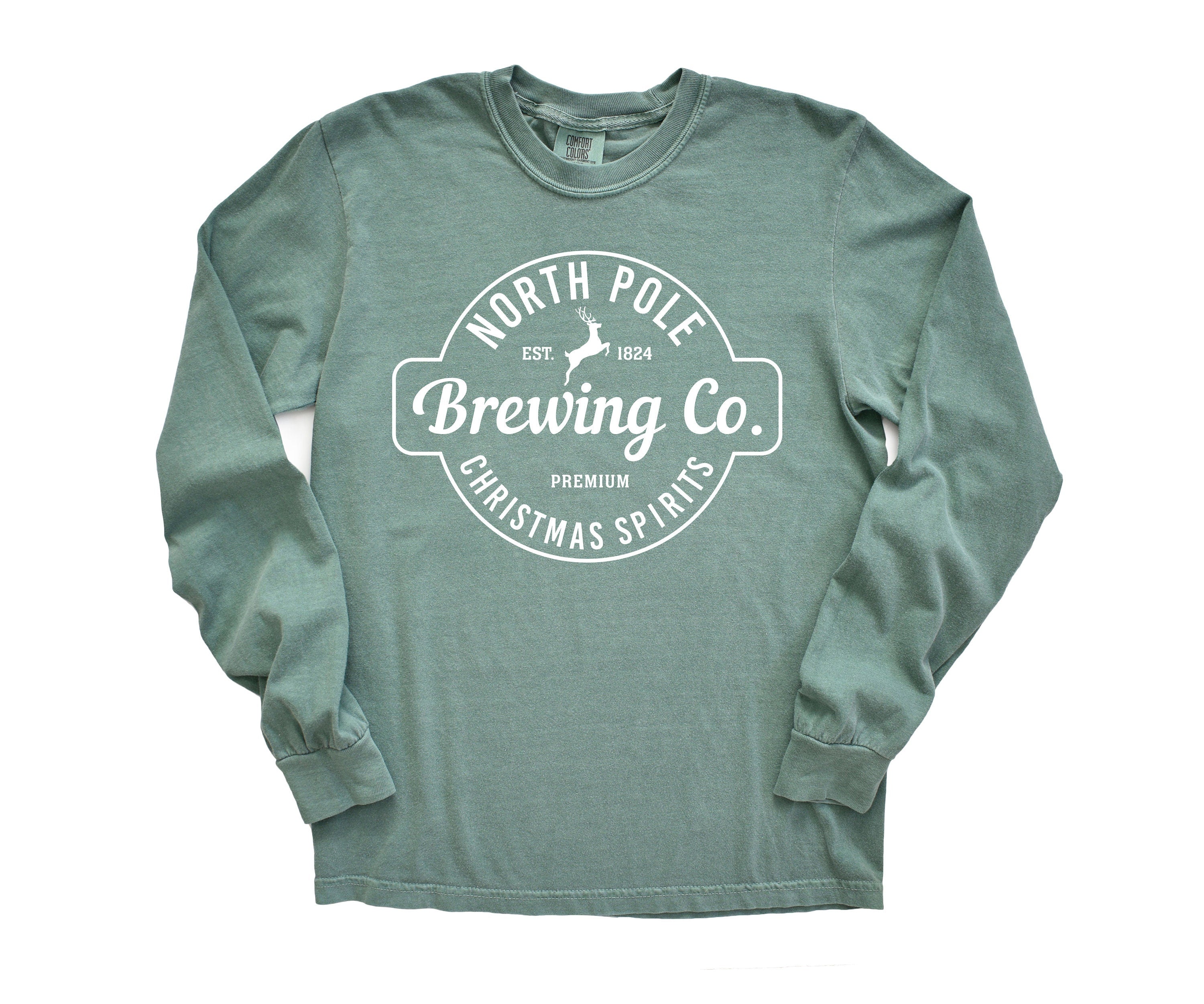 Long Sleeve Retro Christmas Comfort Colors shirt, North Pole Brewing Co, Vintage New Years Holiday Shirt, Santa Shirt, Retro Christmas Shirt