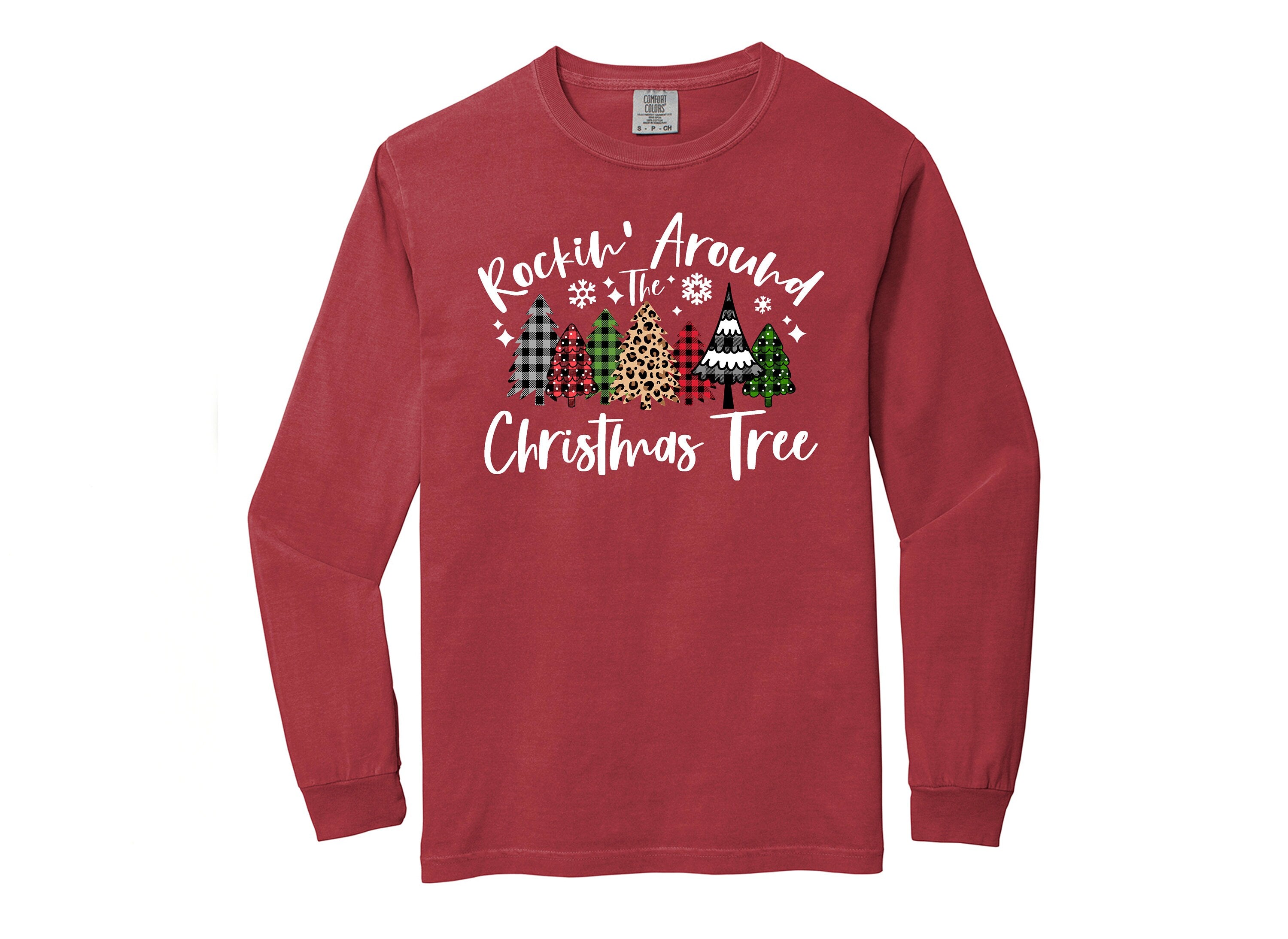 Long Sleeve Retro Christmas Comfort Colors shirt, Rocking Around The Tree, Vintage Holiday Shirt, Santa Shirt, Retro Christmas Shirt
