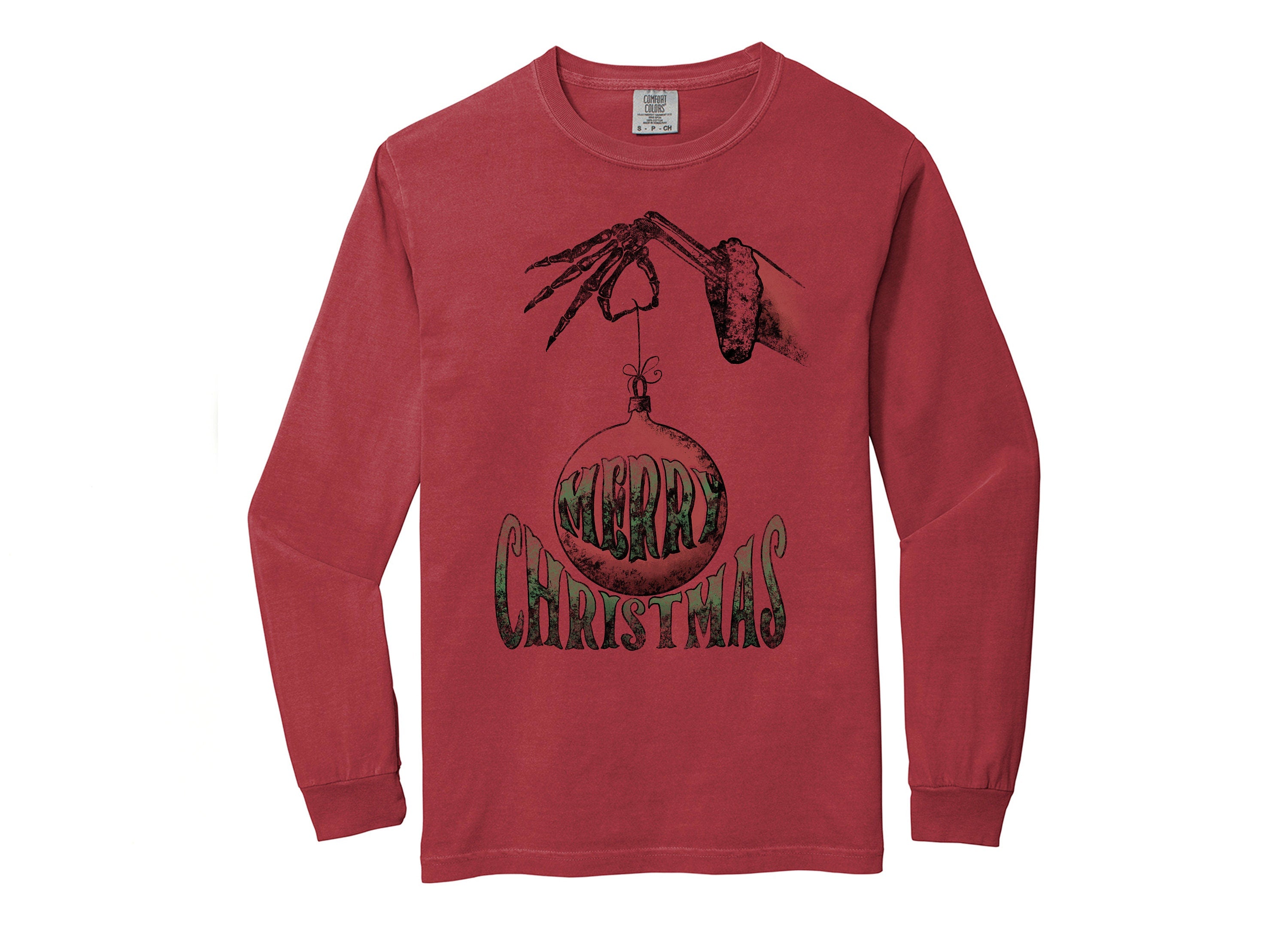 Long Sleeve Retro Christmas Comfort Colors shirt, Merry Christmas Santa Ornament, Vintage Holiday Shirt, Santa Shirt, Retro Christmas Shirt