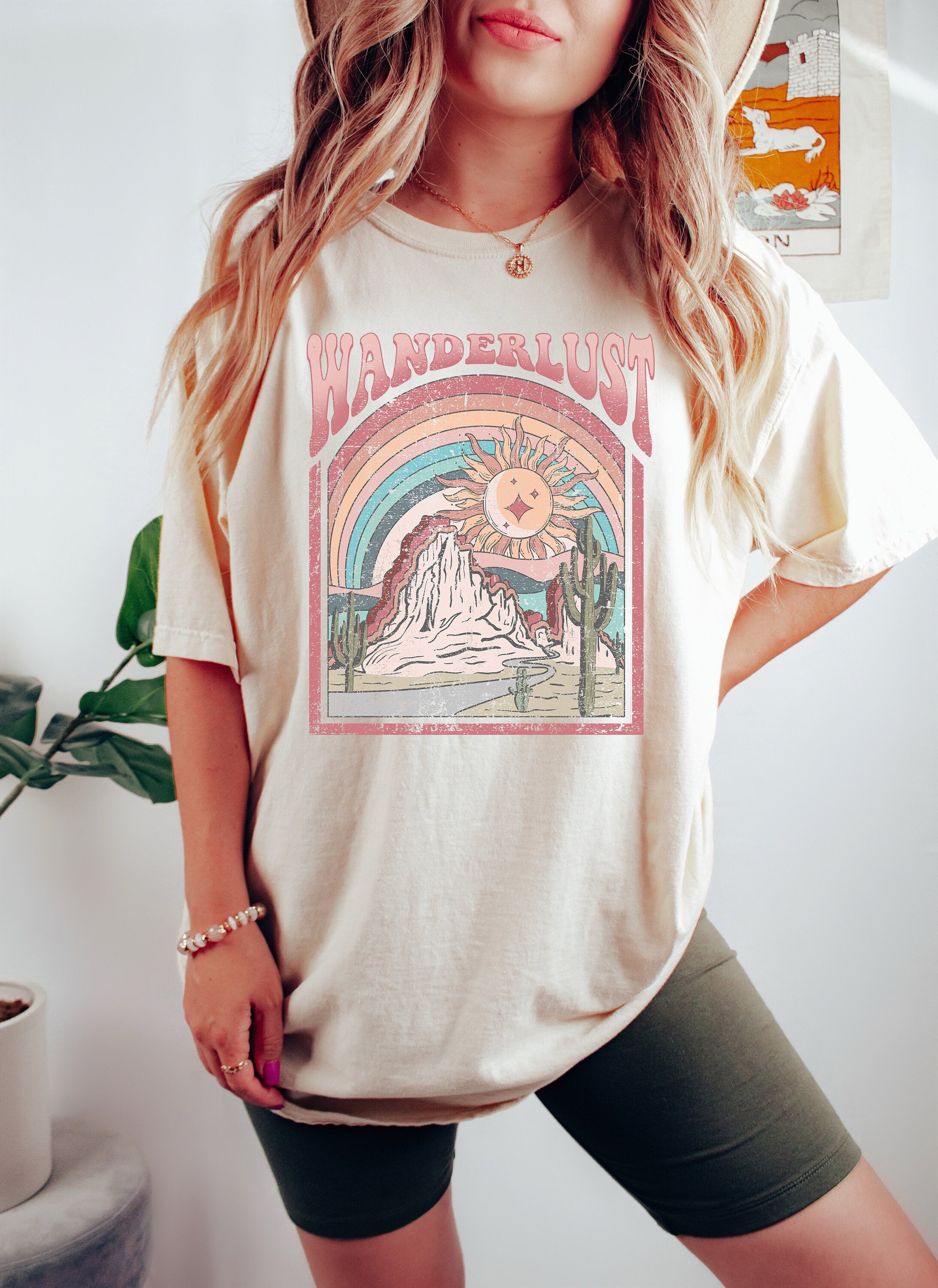 Retro Comfort Colors Shirt, Wanderlust Traveling Shirt, Vintage Free Spirit Shirt, Oversized Shirt, Retro Graphic Shirt, Distressed Tee
