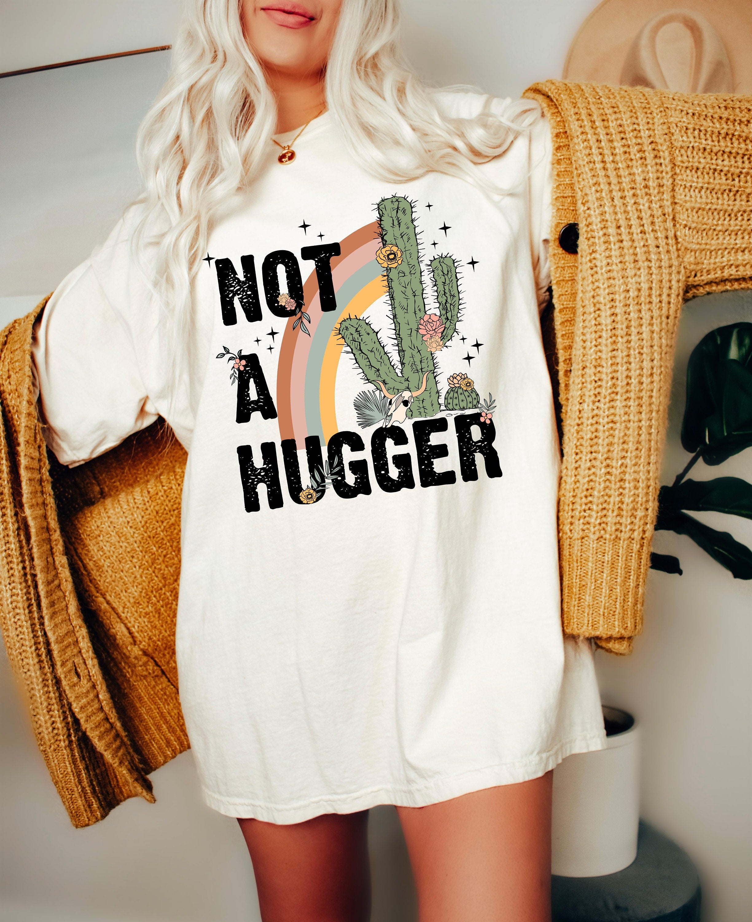 Retro Comfort Colors Shirt, Not A hugger Shirt, Vintage Personal Space Shirt, Oversized Shirt, Retro Graphic Shirt, Distressed Tee