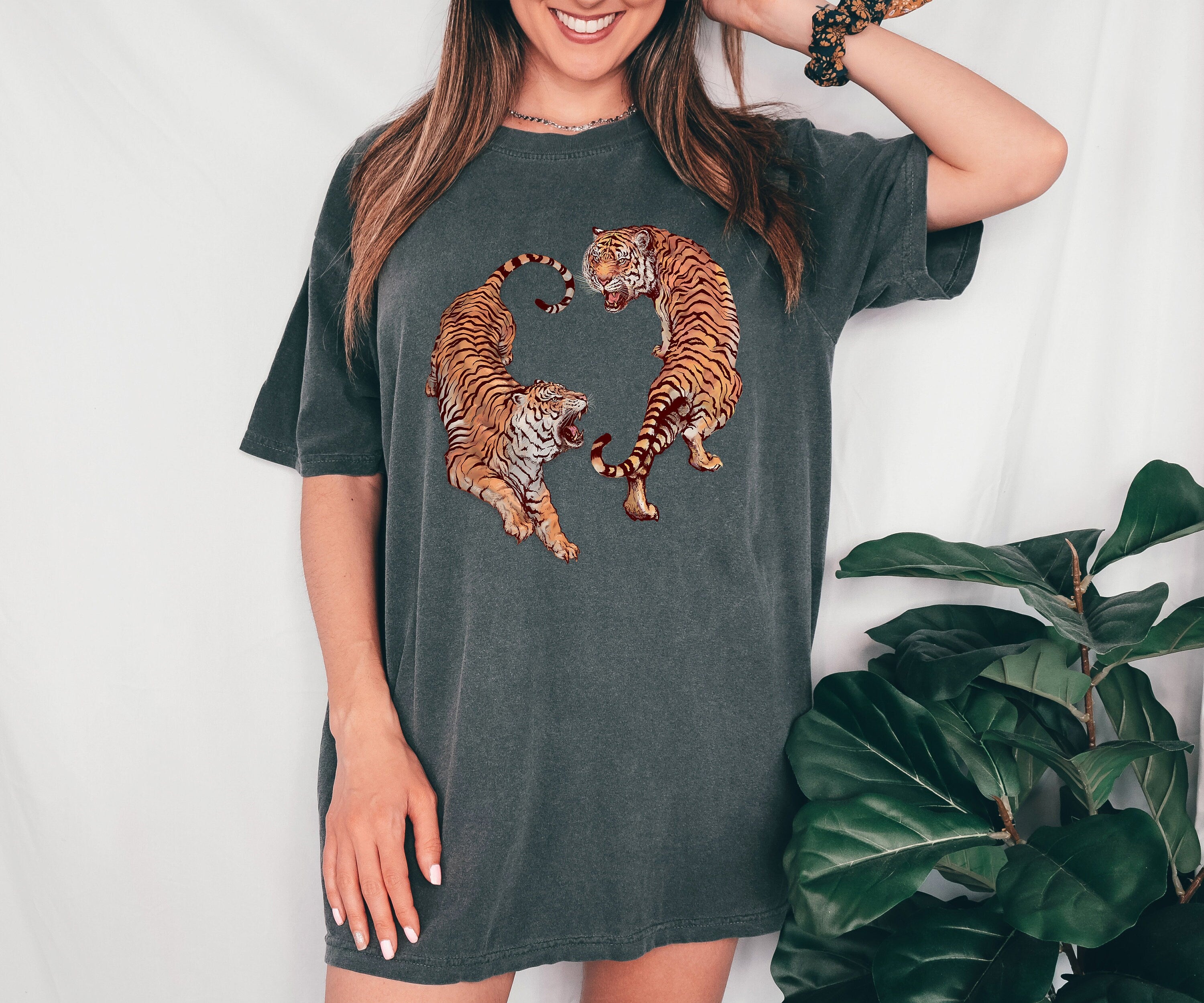 Retro Comfort Colors Shirt, Fierce Tiger Lighting Shirt, Vintage Free Spirit Shirt, Oversized Shirt, Retro Graphic Shirt, Distressed Tee