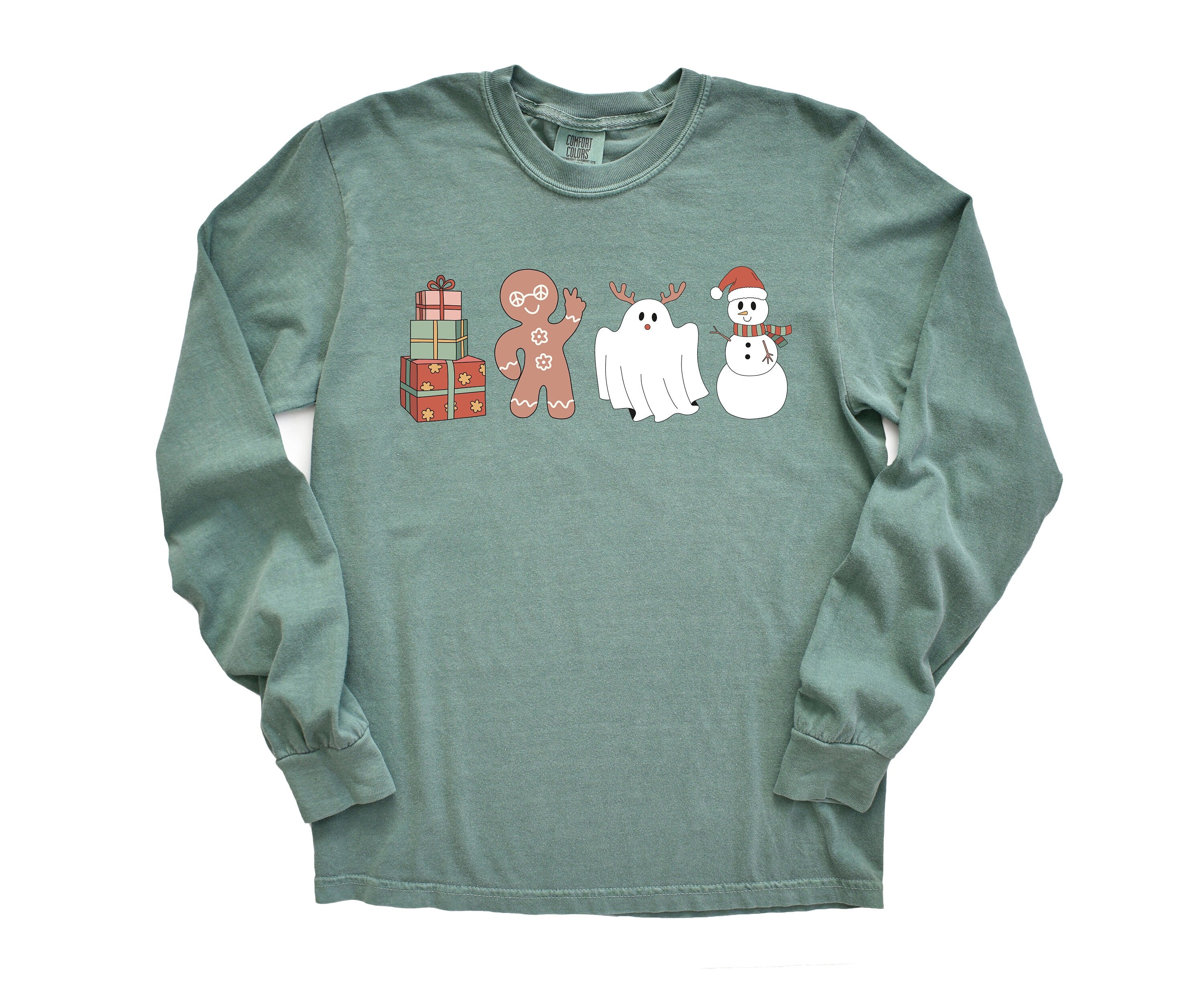 Long Sleeve Retro Christmas Comfort Colors Shirt, Tis The Season Hot Cocoa, Vintage Holiday Shirt, Santa Shirt, Retro Christmas Shirt
