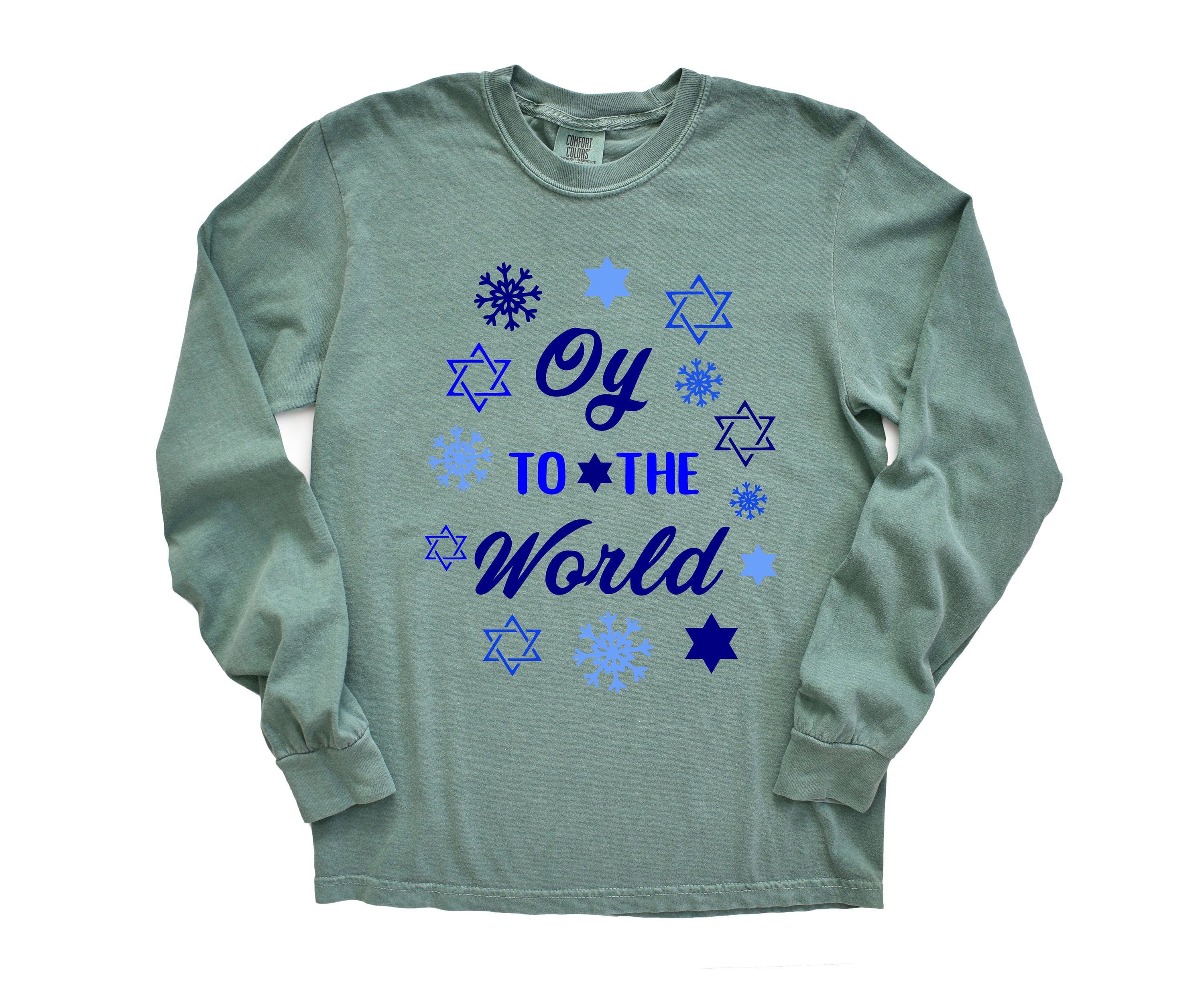 Retro Hanukkah Long Sleeve Comfort Colors Shirt, Oy To The World Shirt, Holiday Shirt, Jewish Saying Shirt, Holiday Shirt, Religious Shirt
