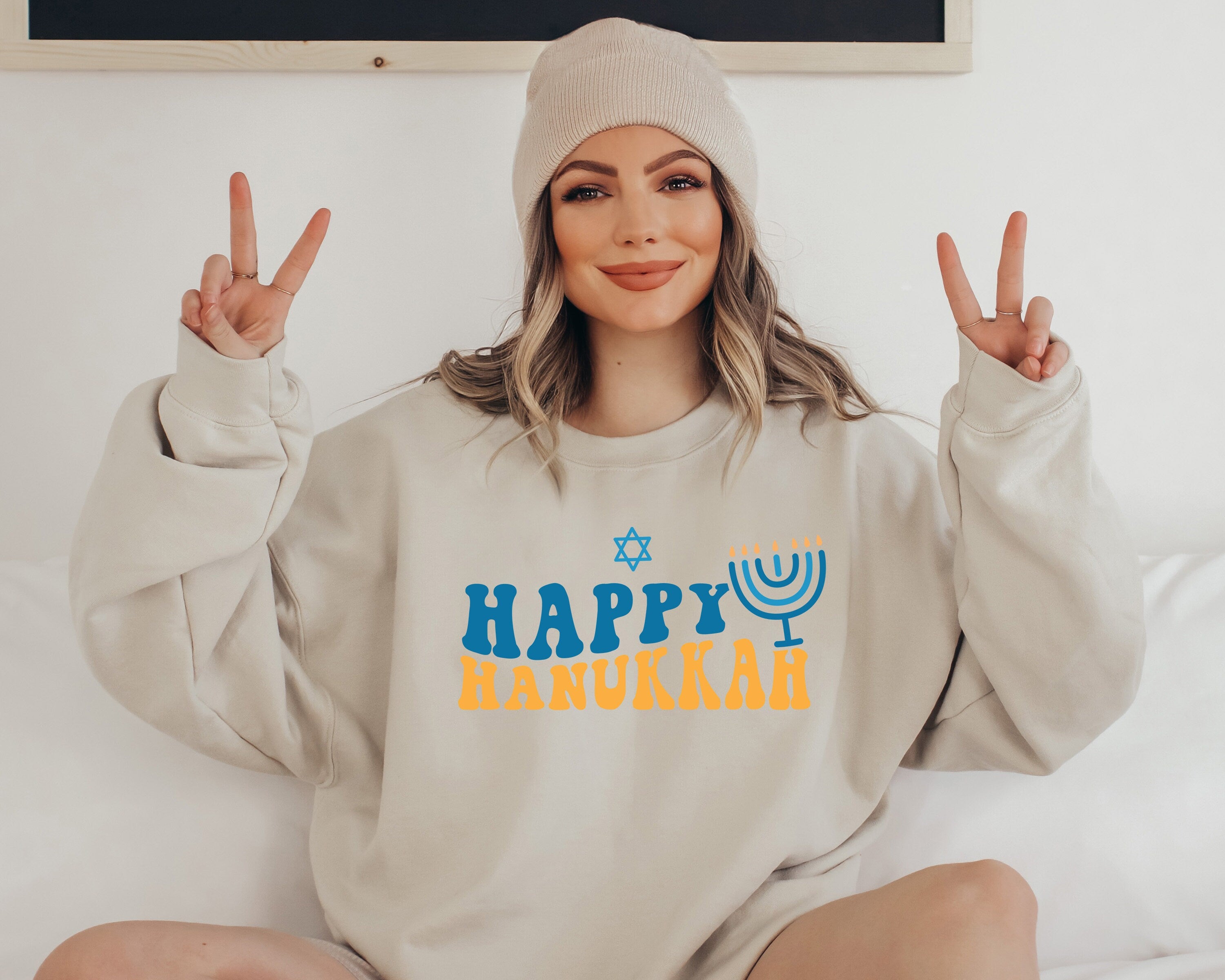 Retro Hanukkah Sweater, Happy Hanukkah, Holiday Hanukkah Sweater, Jewish Saying, Holiday Sweatshirt, Religious Sweatshirt For Jewish Holiday