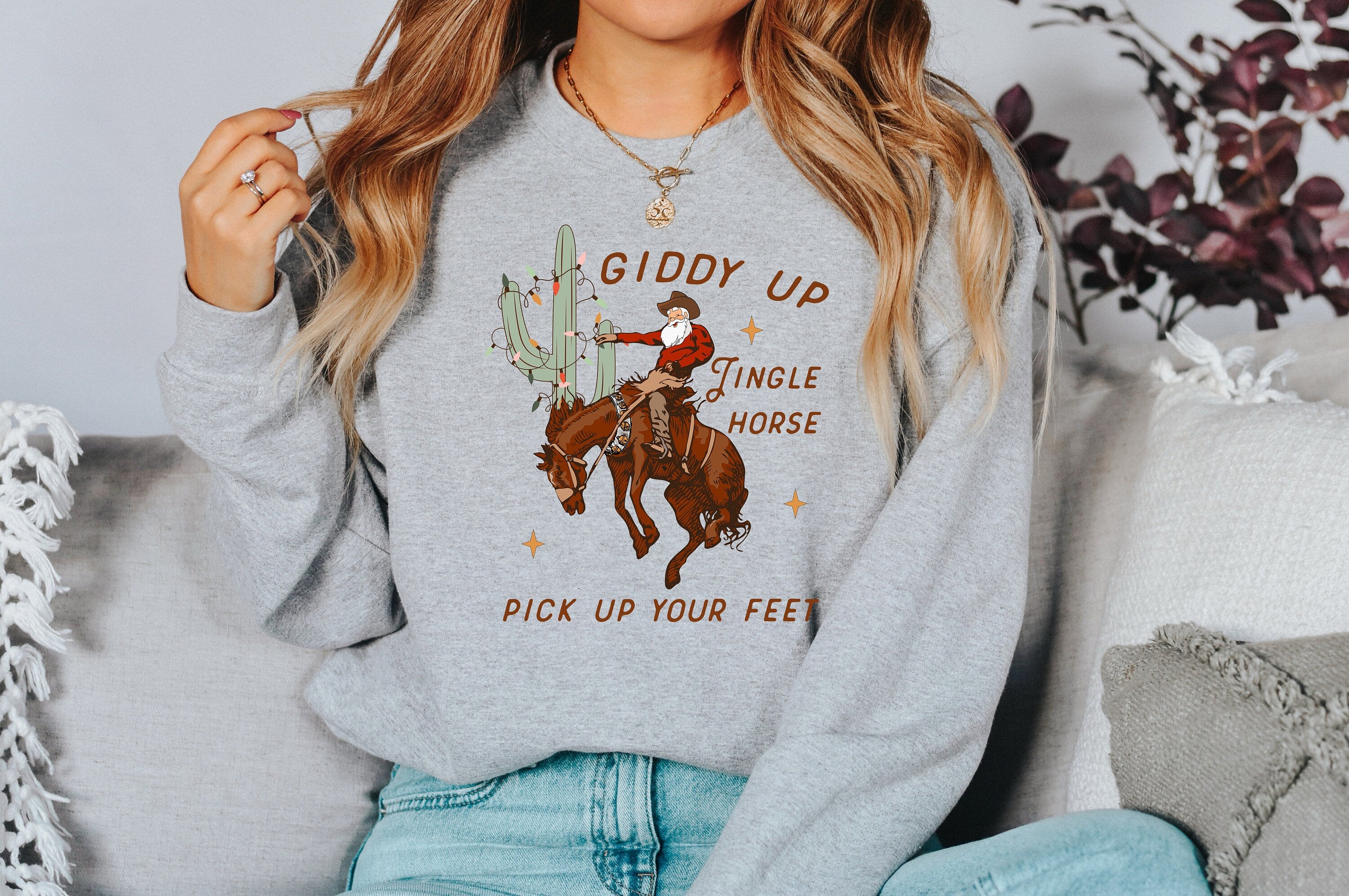 Rockin' Around Sweater, Vintage Christmas, Christmas Tree Sweatshirt, Womens Cute Santa, Xmas Graphic Pullover, Holiday Ugly Sweater