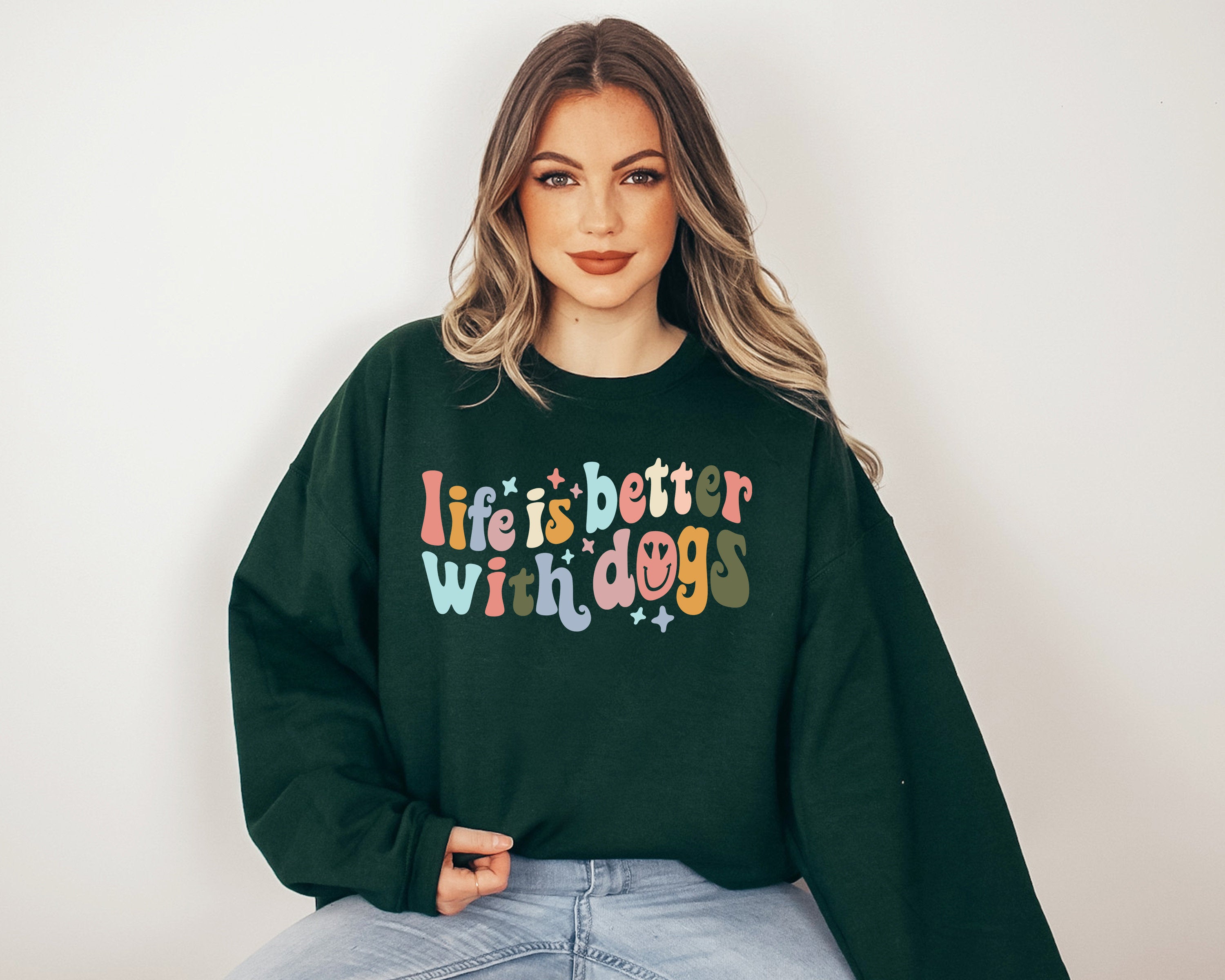 Life Is Better With Dogs Sweater, Dog Mom Sweatshirt, New Dog Mom, Puppy Mama, Mothers Day Gift, Golden Retriever Mom, Dog Mom Club
