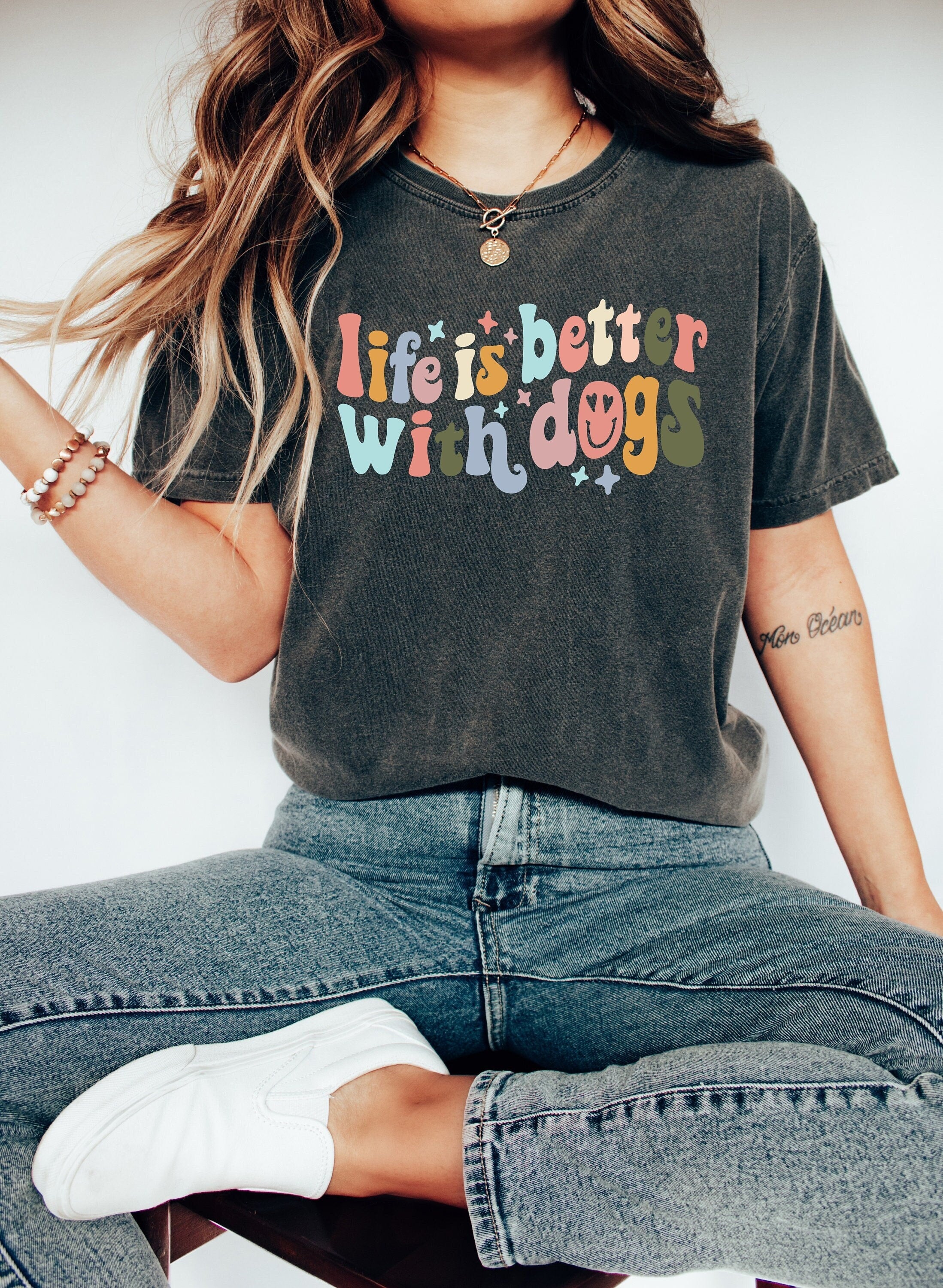 Comfort Colors Tee, Dog Mom Shirt, New Dog Mom Shirt, Puppy Mama, Mothers Day Gift, Golden Retriever Mom, Fur Mama, Life's Better With Dogs