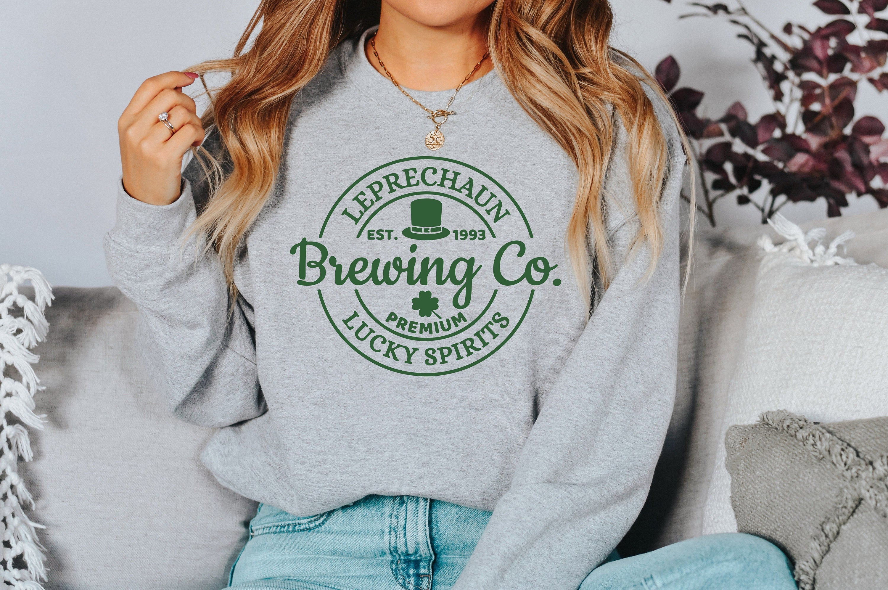 Leprechaun Brewing Sweatshirt, Lucky Clover Sweater, St Patricks Day Sweatshirt, Lucky Pullover, Womens Sweatshirt, Crewneck, Shamrock Shirt