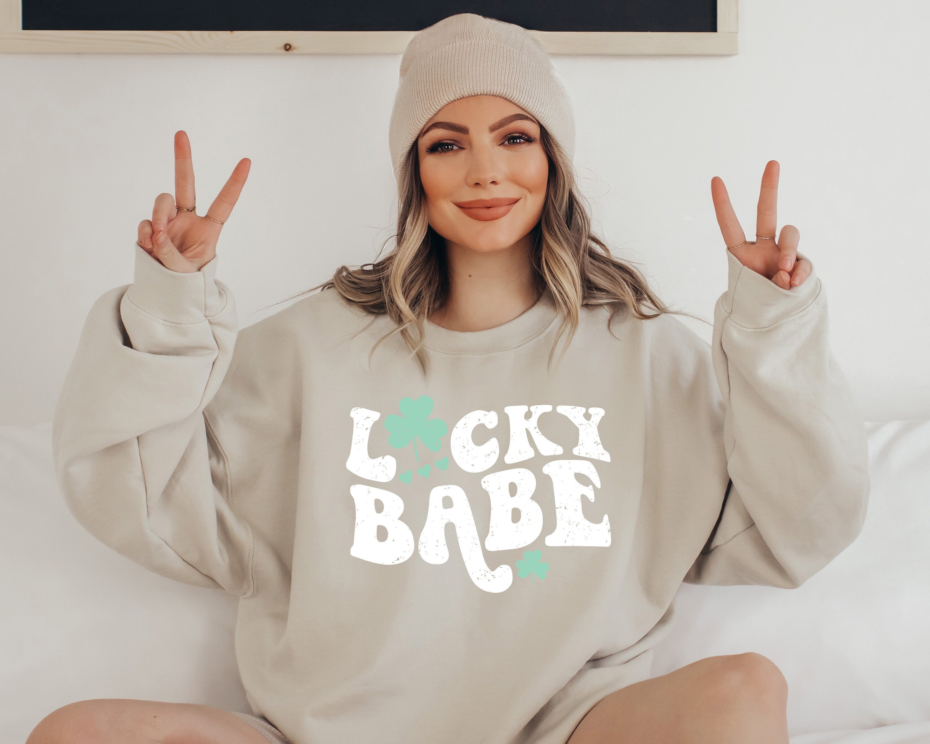 Lucky Retro Sweatshirt, Lucky Babe Sweater, St Patricks Day Sweatshirt, Lucky Pullover, Womens Lucky Sweatshirt, Lucky Crewneck, Shamrock
