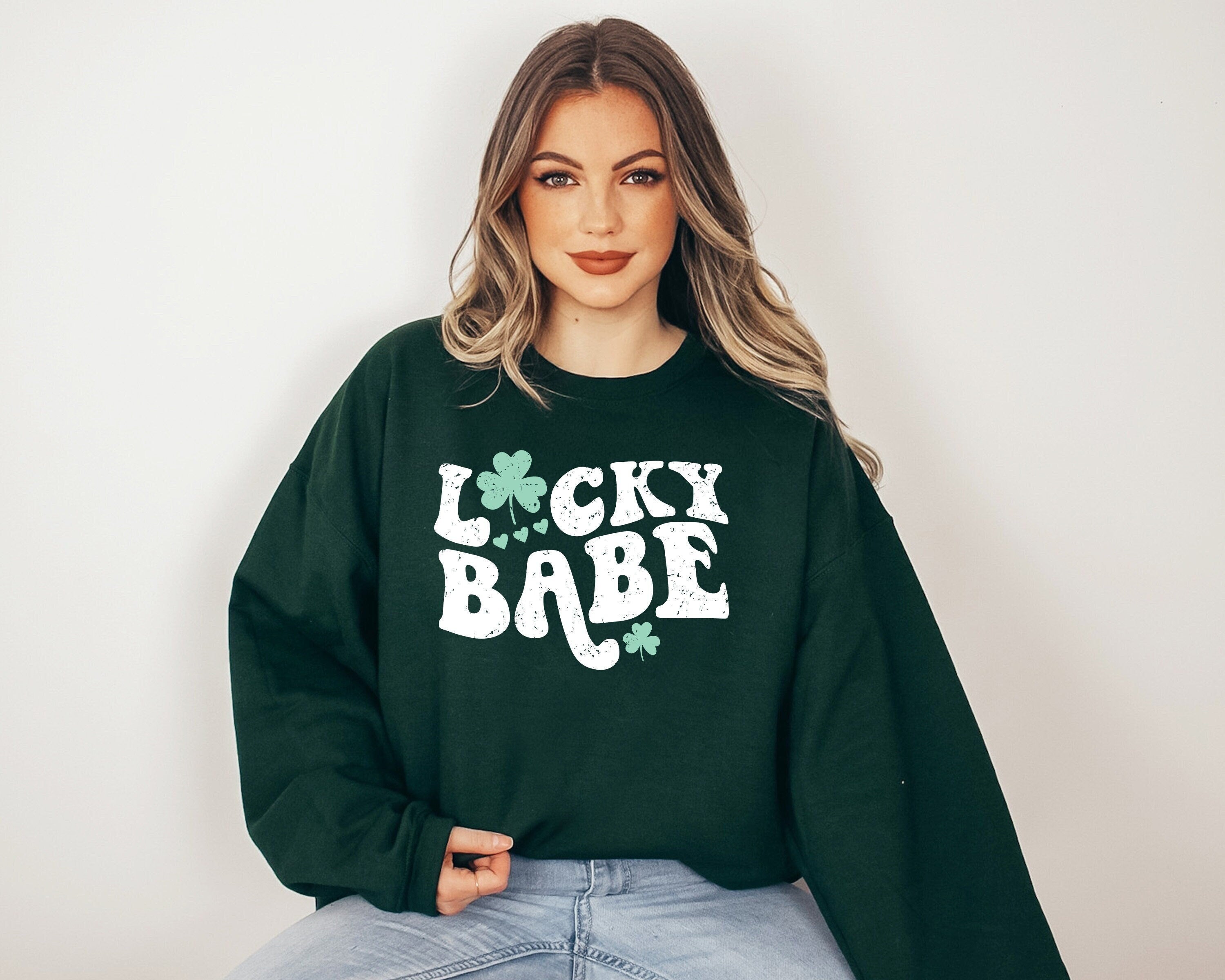 Lucky Retro Sweatshirt, Lucky Babe Sweater, St Patricks Day Sweatshirt, Lucky Pullover, Womens Lucky Sweatshirt, Lucky Crewneck, Shamrock