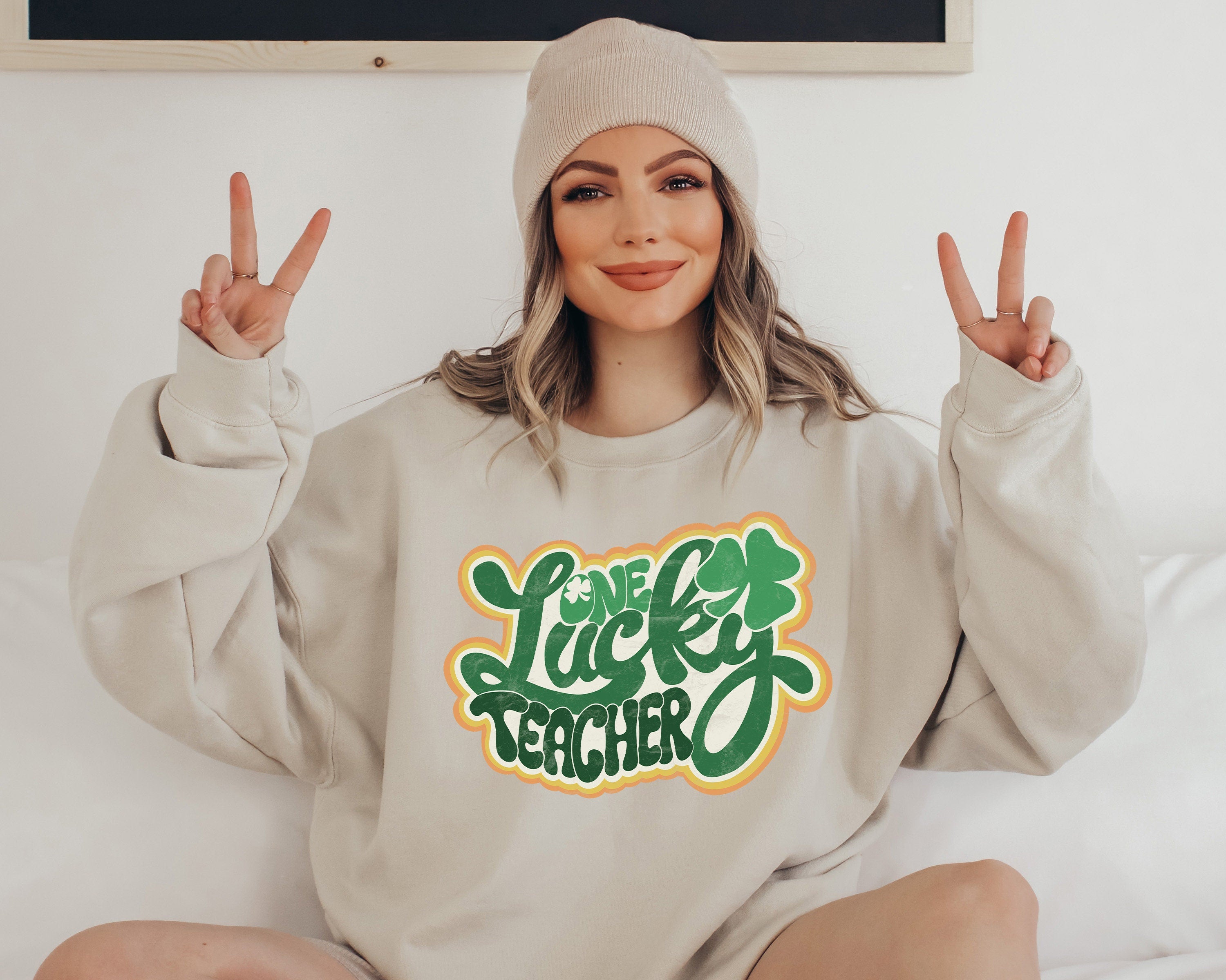 Retro Lucky Teacher Sweatshirt, Teaching Sweater, St Patricks Day Sweatshirt, Lucky Pullover, Womens Sweatshirt, Crewneck, Shamrock Shirt