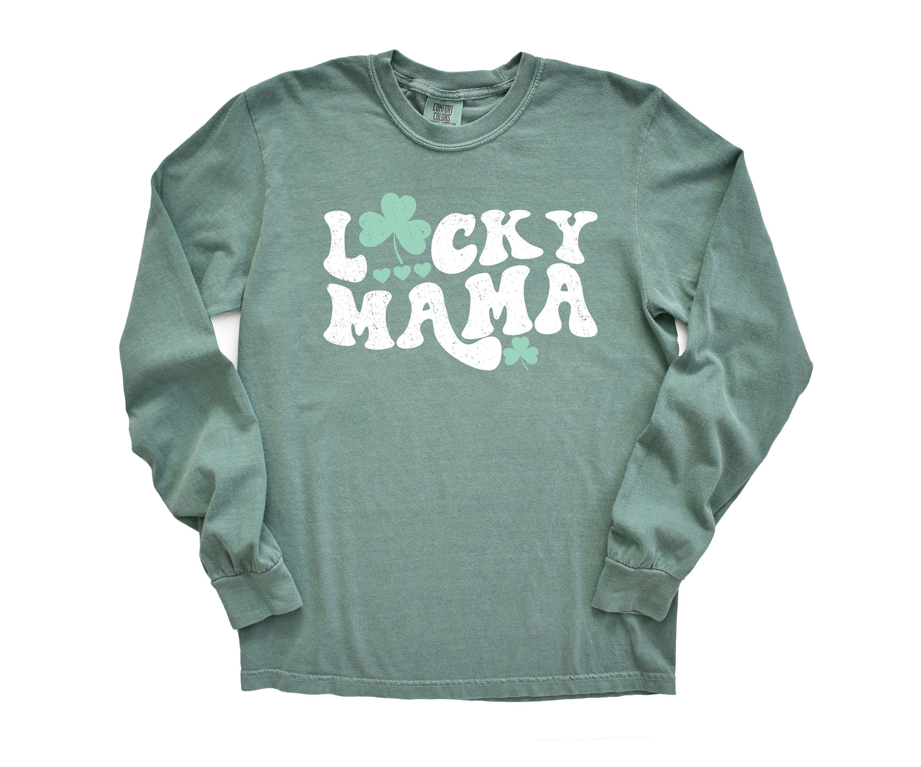Long Sleeve Retro St Patty's Day Comfort Colors Shirt, Lucky Mama Shirt, Vintage St Patrick's Day Shirt, Day Drinking Shirt, Lucky Shirt