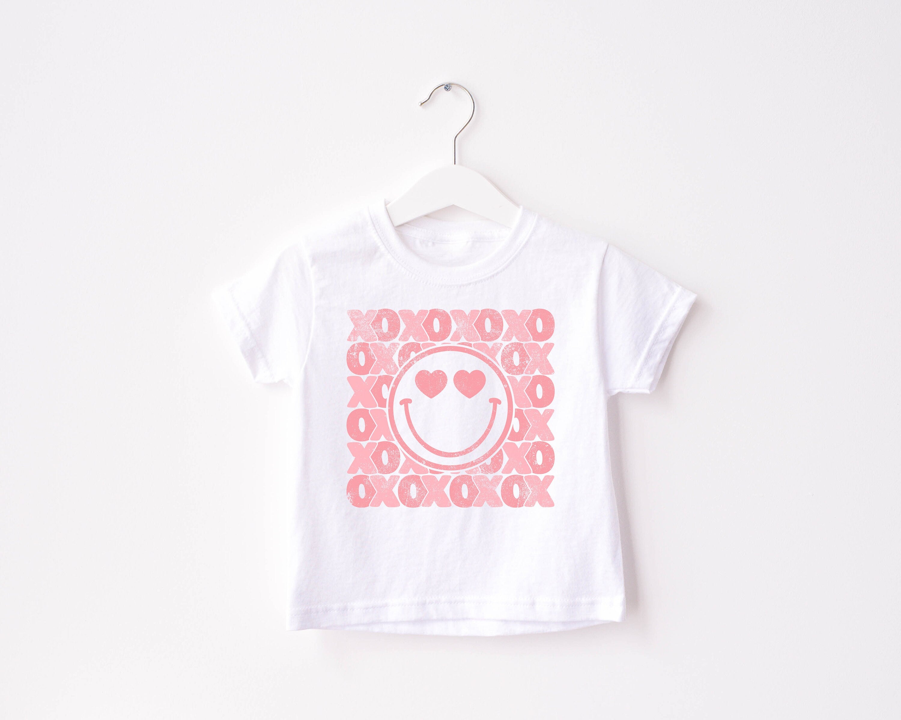 XOXO Hugs Kisses Smiley Shirt, Toddler Tee Love Shirt, Cute Holiday Girls Shirt, Toddler Youth Heart Tee, Retro Boho Cute Vintage Bodysuit