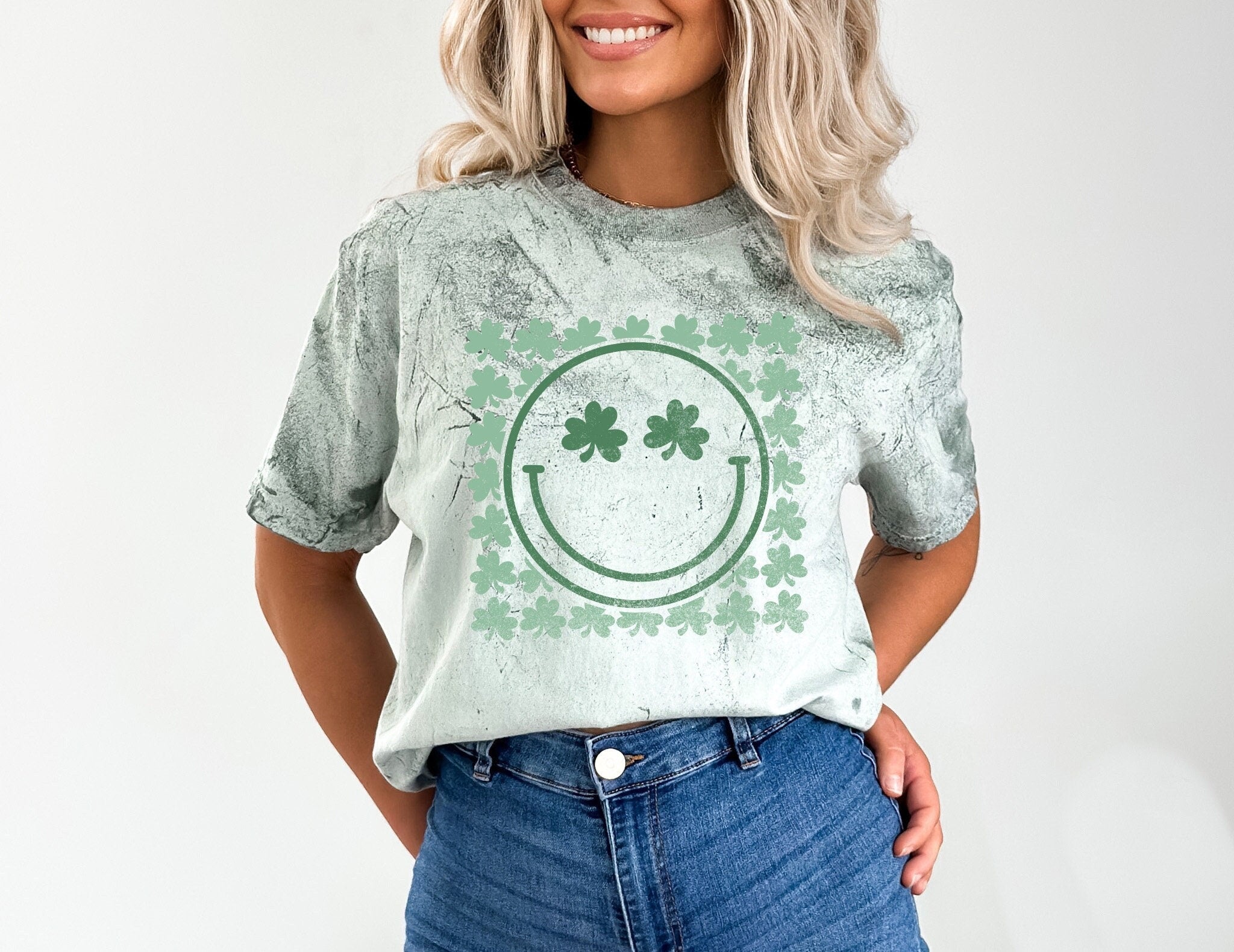 Retro St Patty's Day Tie Dye Comfort Colors Shirt, Retro Shamrock Smiley Face, Vintage St Patricks Day Shirt, Day Drinking Shirt, St Paddys