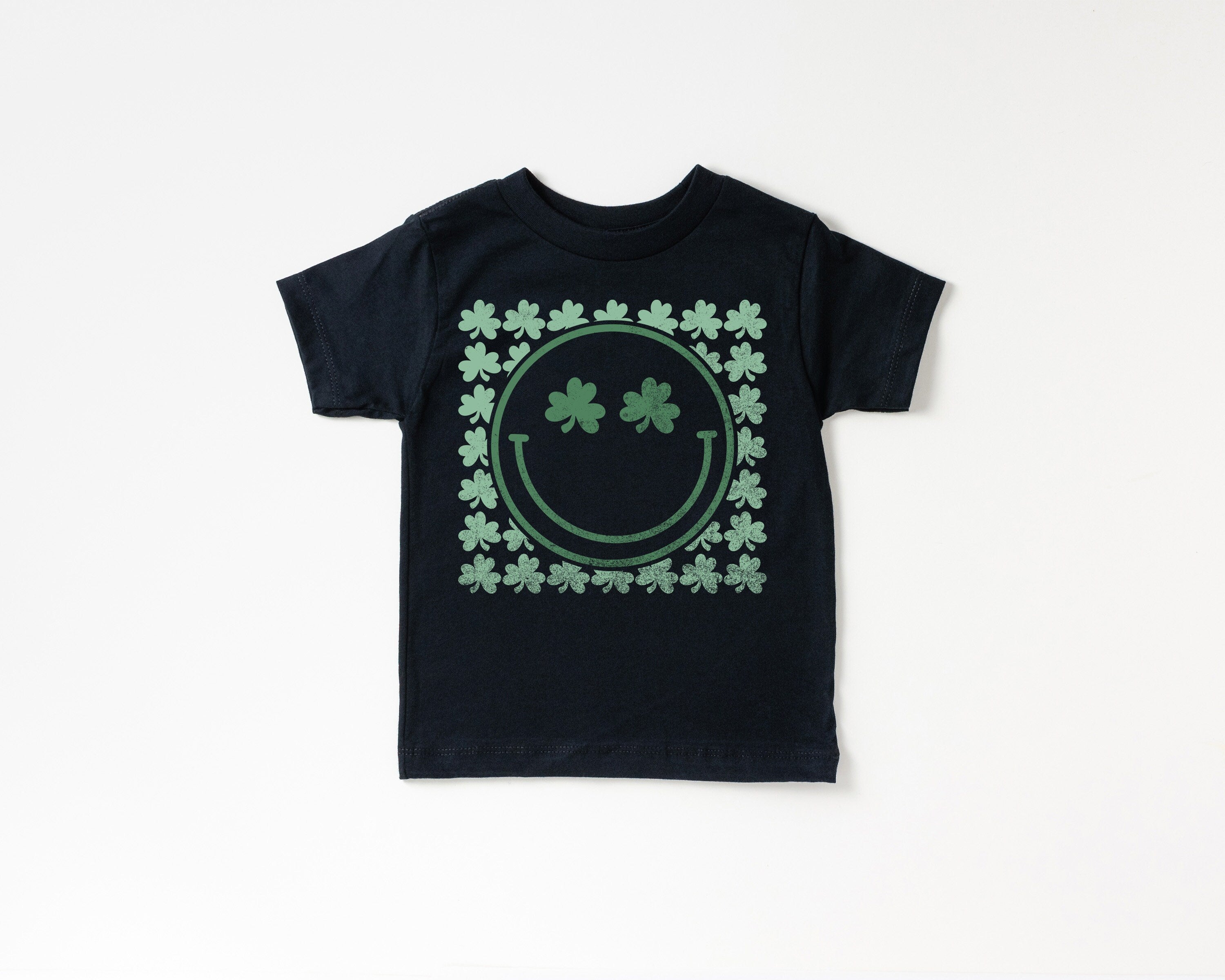 Smiley Shamrock St Pattys Shirt, Toddler Tee Patricks Day, Cute Holiday Girls Shirt, Toddler Youth Lucky, Shamrock Tee Vintage Bodysuit