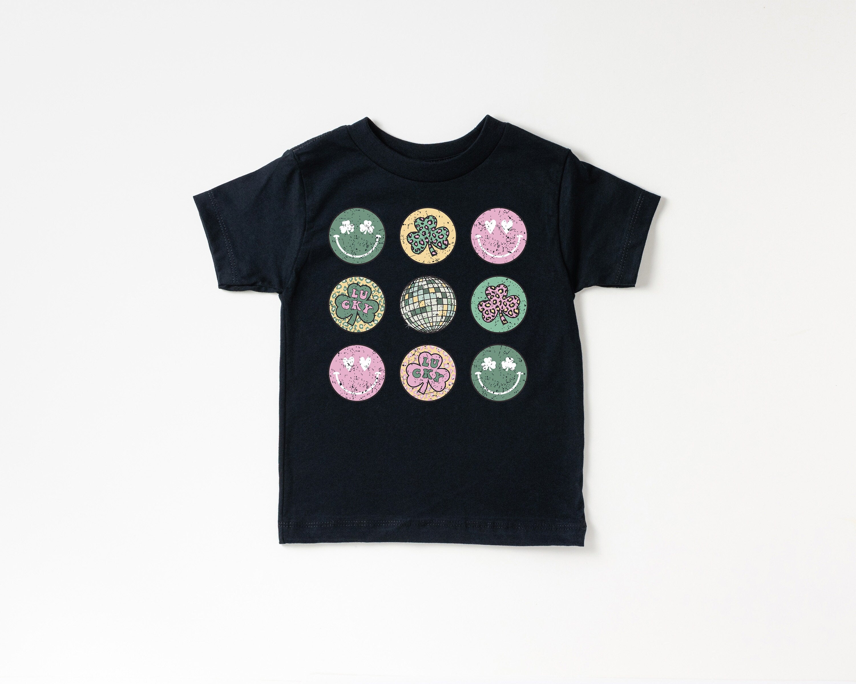 Toddler Tee St Patricks Day, Smiley Shamrock St Pattys Shirt, Cute Holiday Girls Shirt, Toddler Youth Lucky, Shamrock Tee Vintage Bodysuit