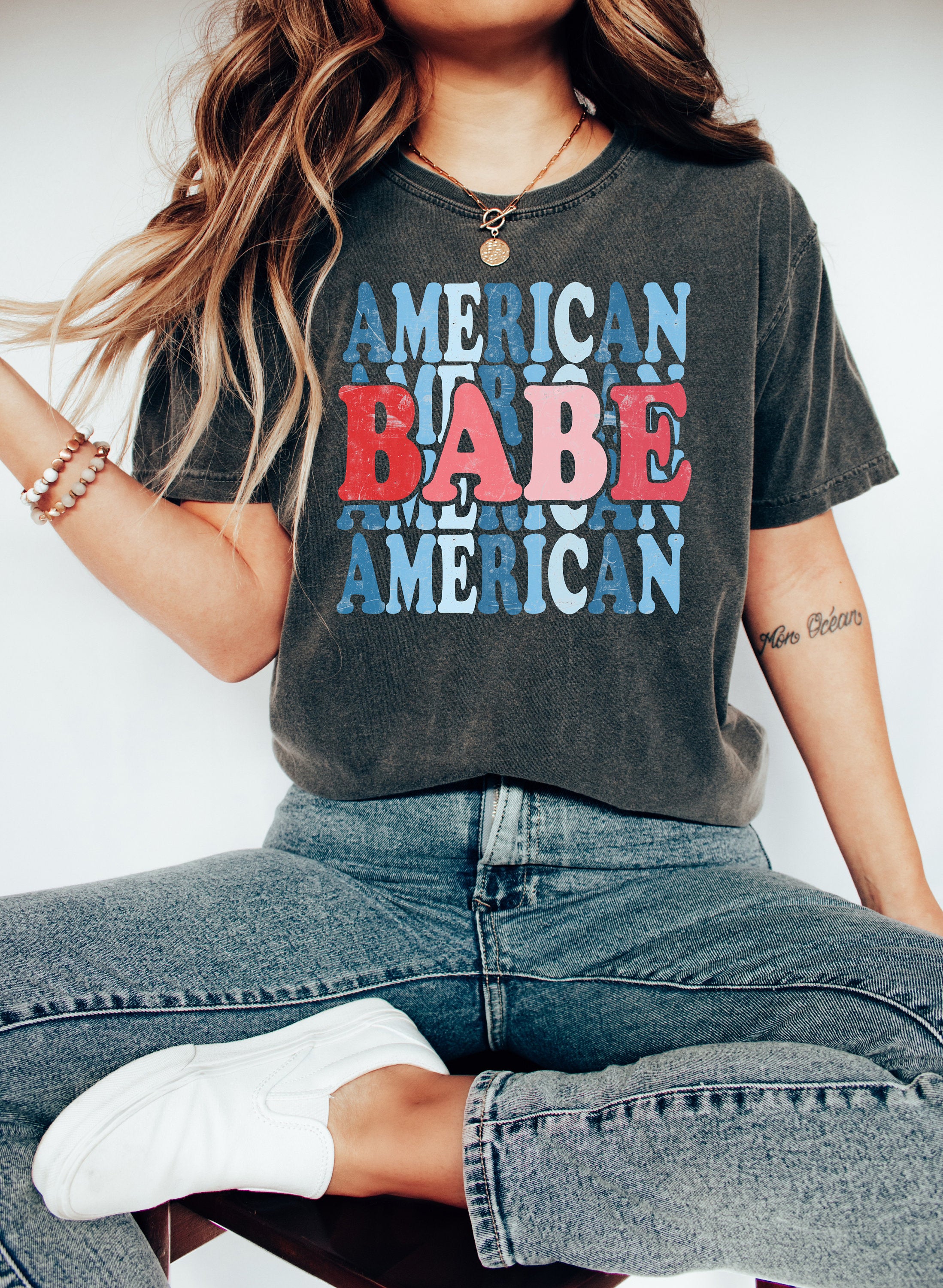 Retro American Babe USA shirt,4th of July tee, Retro funny fourth shirt, Womens 4th of July Tee,America Patriotic Shirt, Independence Merica