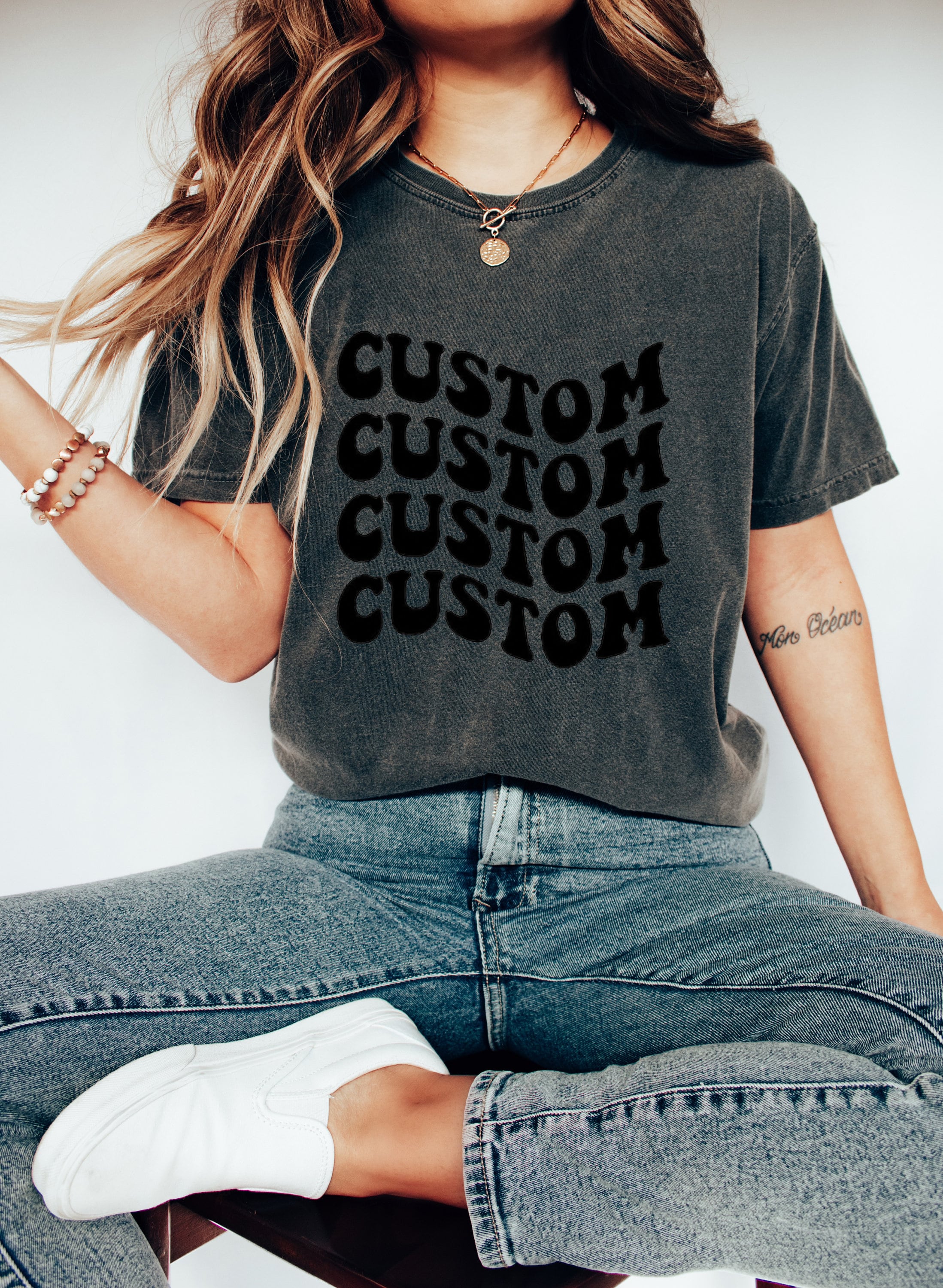 Comfort Colors Custom Tee, Upload Your Own Design, Create a Design, Custom Family Vacation, Custom Wavy Font Saying, Custom Shirt For Bach
