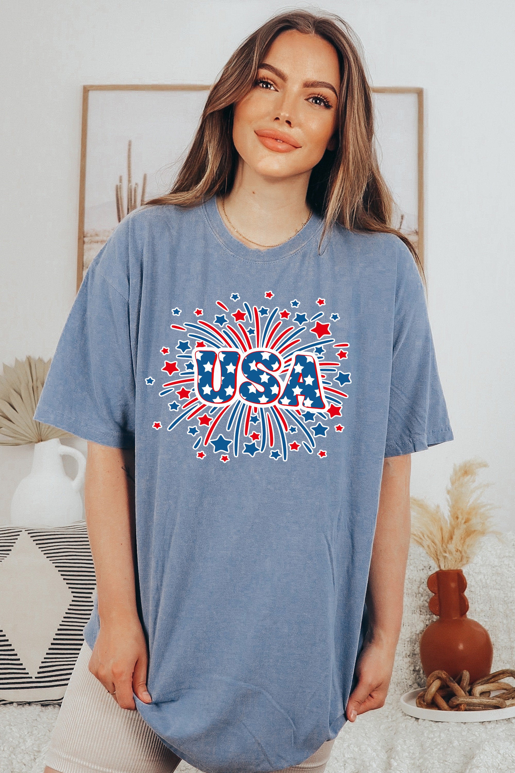 Retro America Fire Works USA shirt,4th of July tee,Retro funny fourth shirt, Women 4th of July Tee,America Patriotic Shirt, Independence