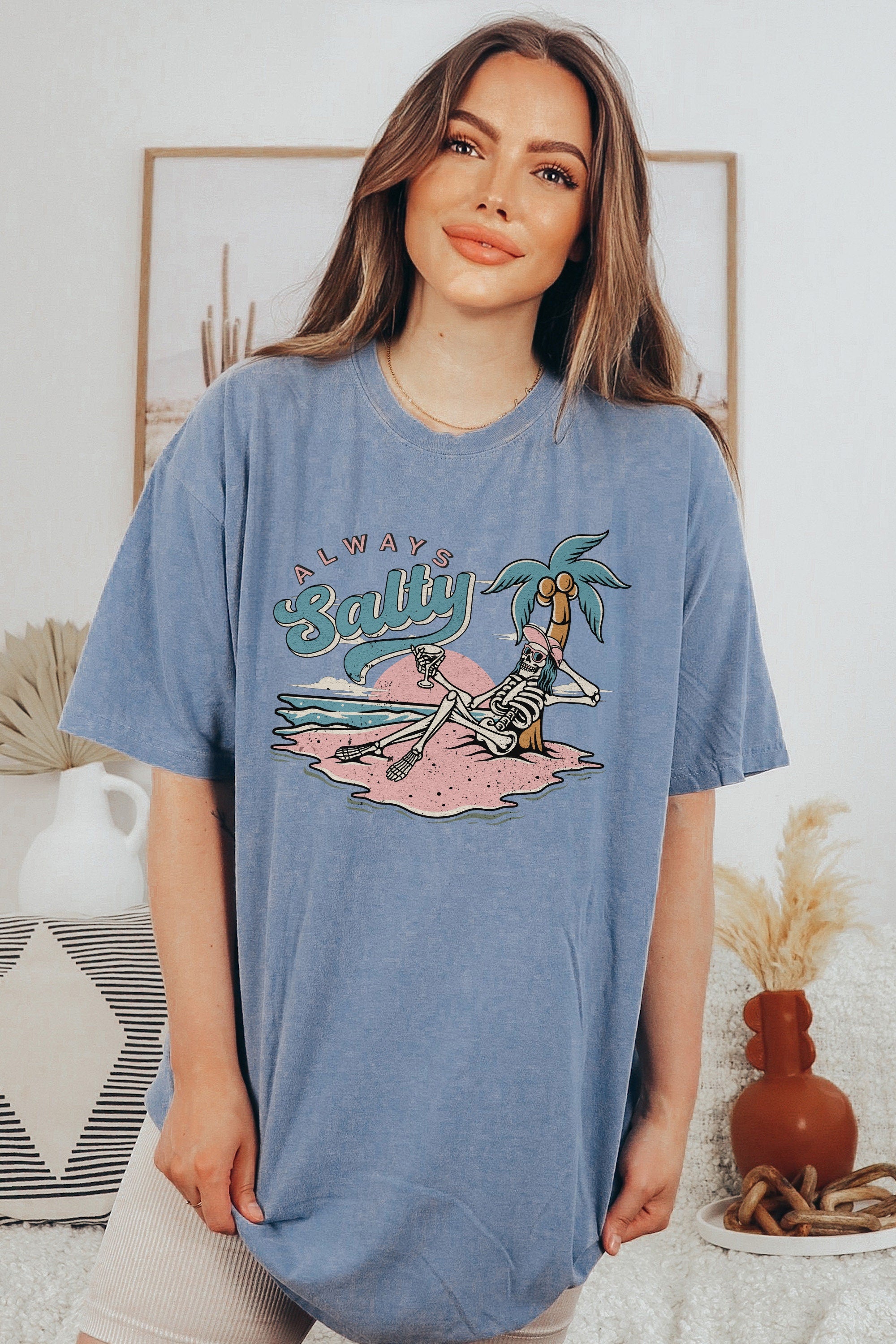 Comfort Colors, Always Salty Skeleton Palm Trees Beach T-shirt, Waves Watermelon Beach Shirt, Vintage Sunshine Beach Summer, Better Together