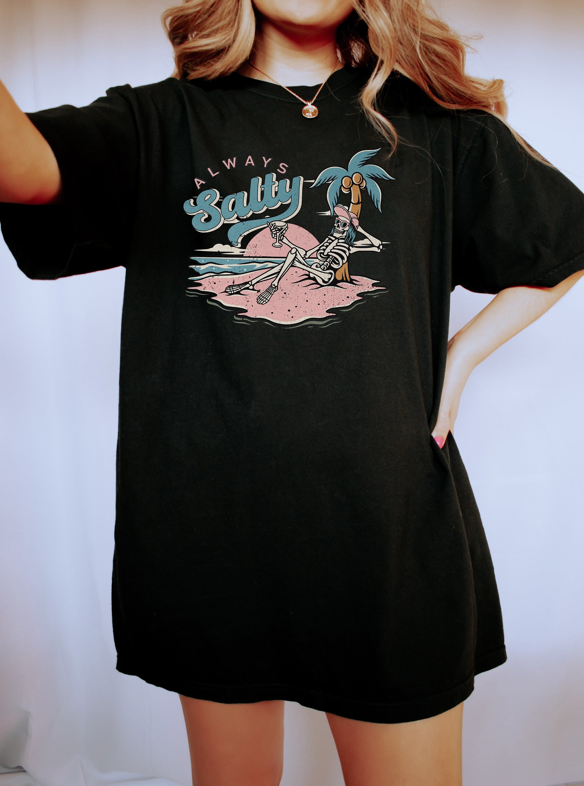 Comfort Colors, Always Salty Skeleton Palm Trees Beach T-shirt, Waves Watermelon Beach Shirt, Vintage Sunshine Beach Summer, Better Together